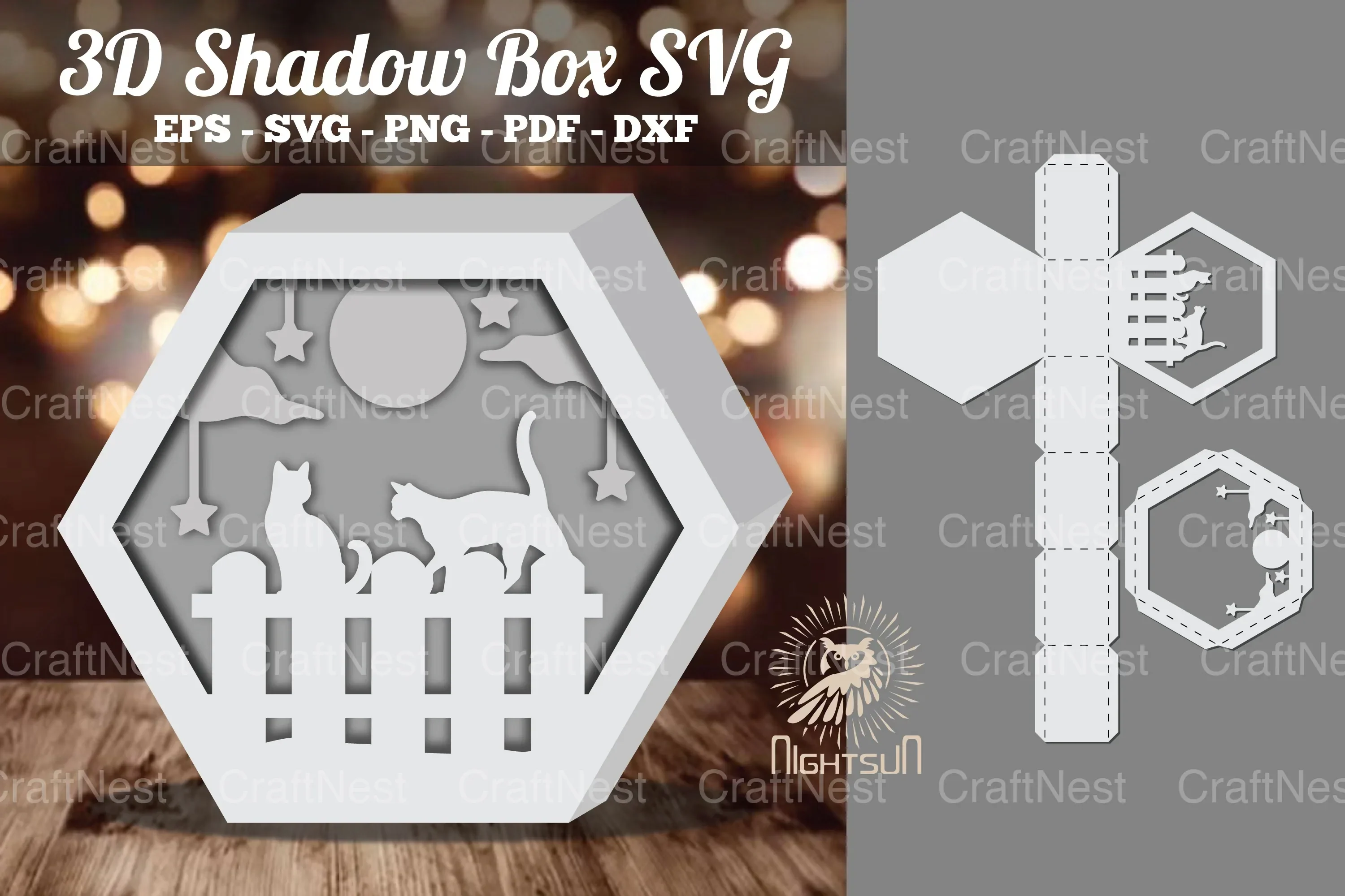 Cat Papercut 3D Shadow Box SVG Bundle