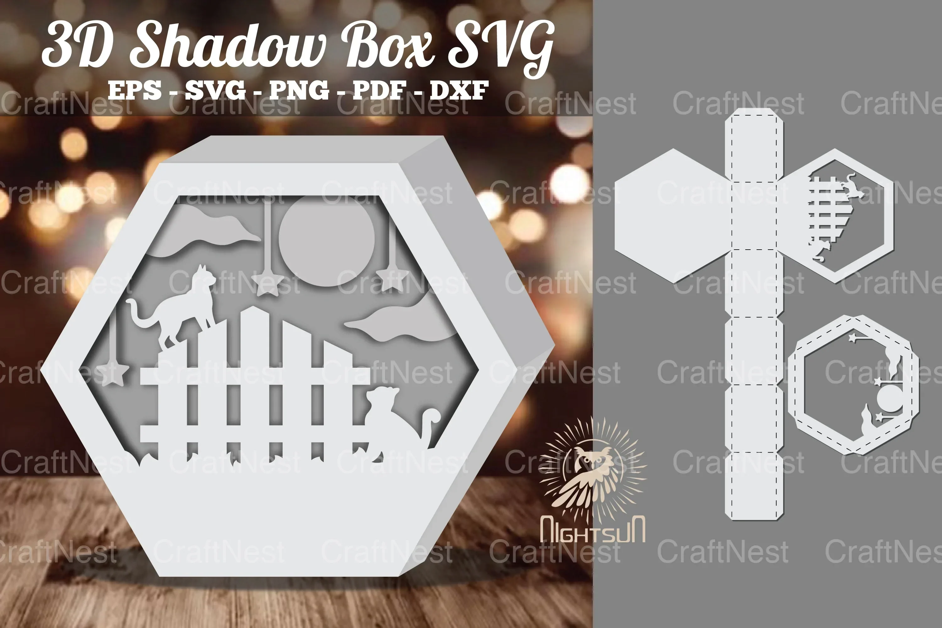 Cat Papercut 3D Shadow Box SVG Bundle