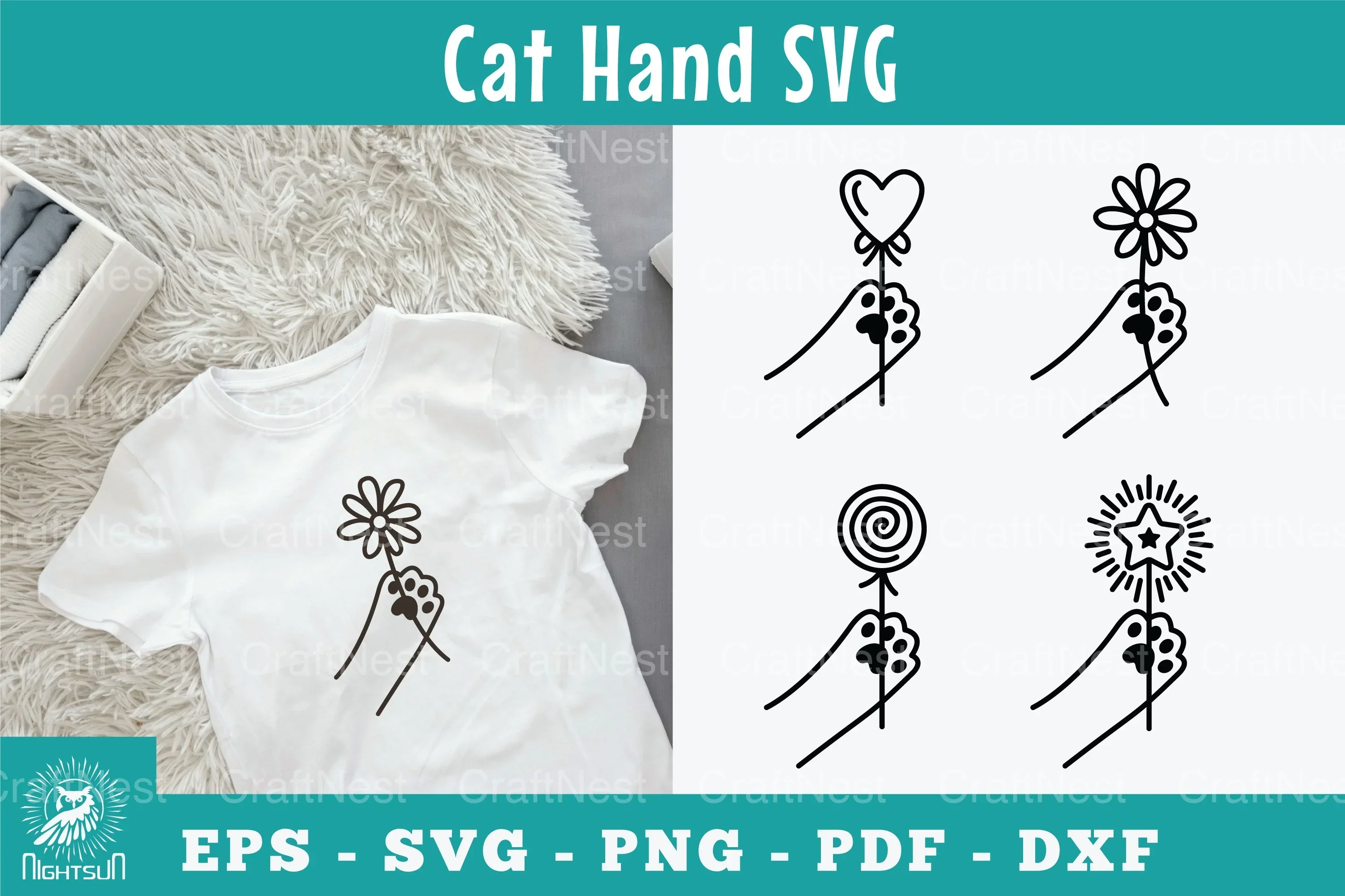 Cat Paw Silhouette Clipart Bundle