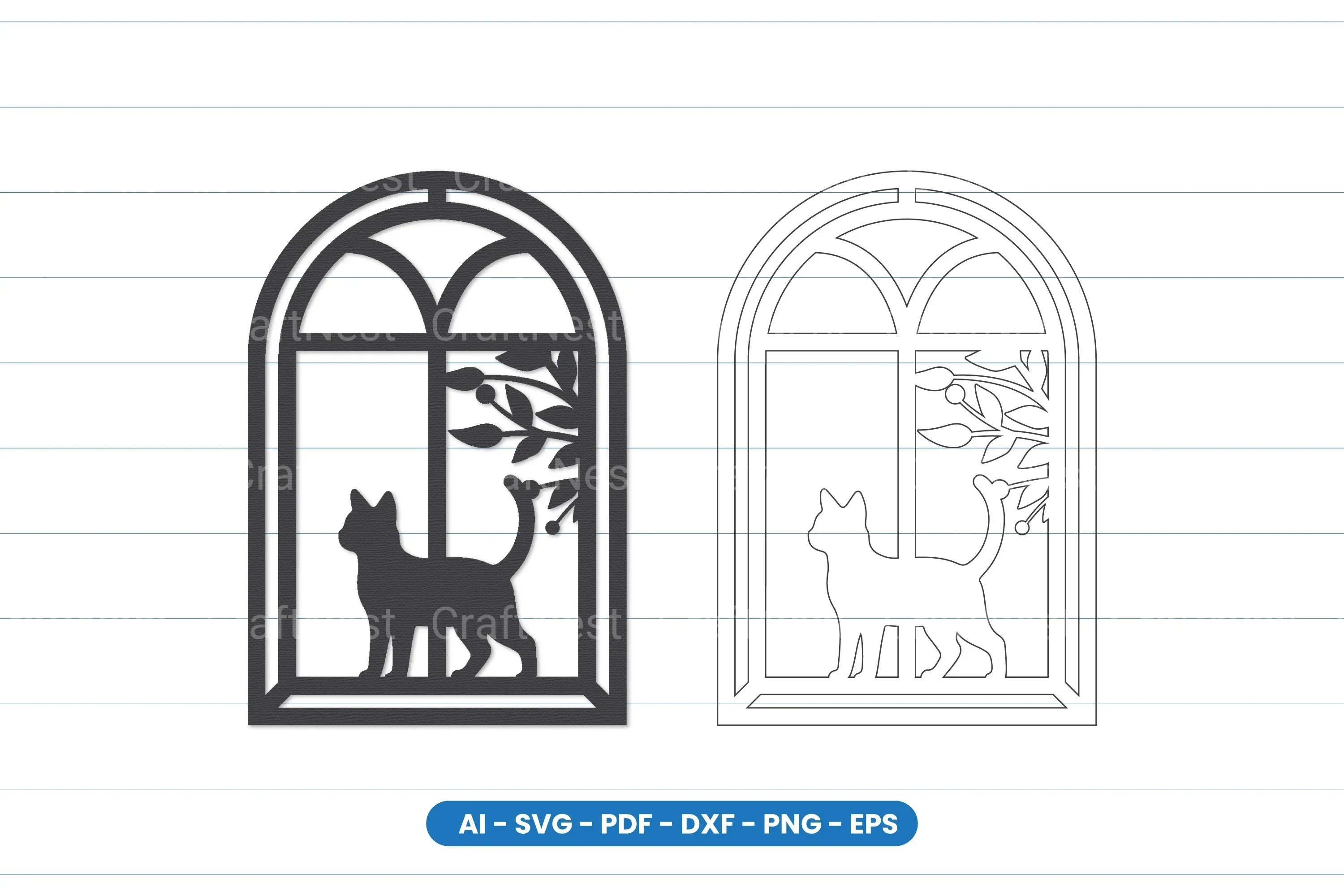 Cat Window Scene Laser Cut SVG Bundle