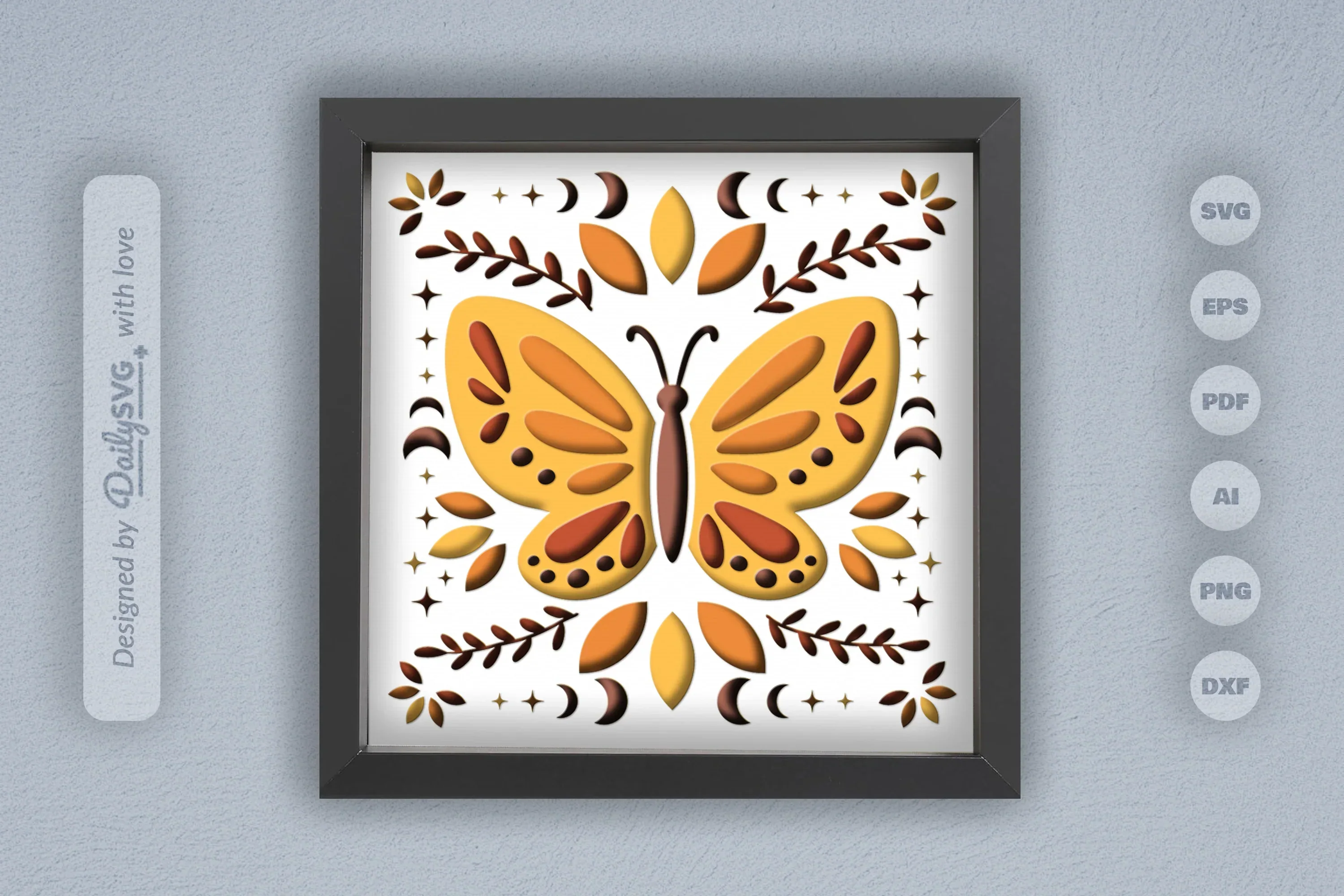 Celestial Butterfly Folk Art Papercut SVG Bundle