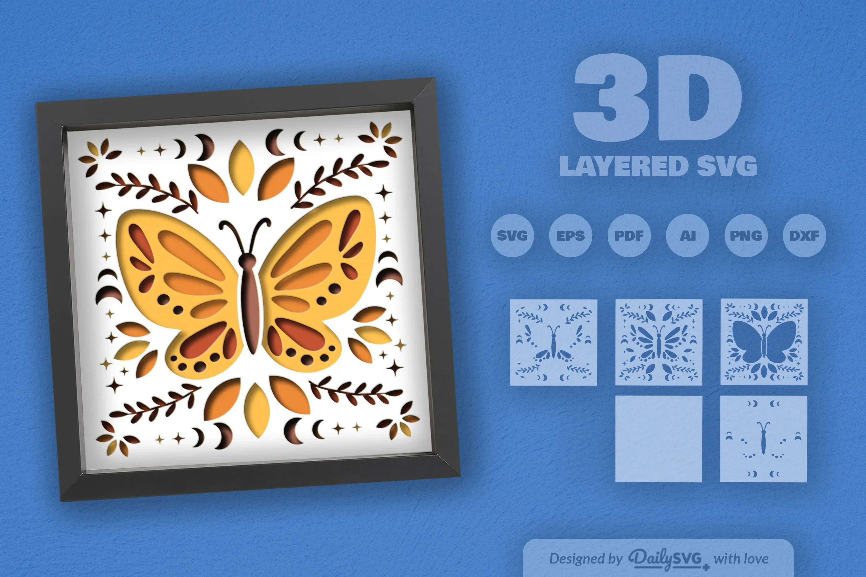 Celestial Butterfly Folk Art Papercut SVG Bundle - Image 2
