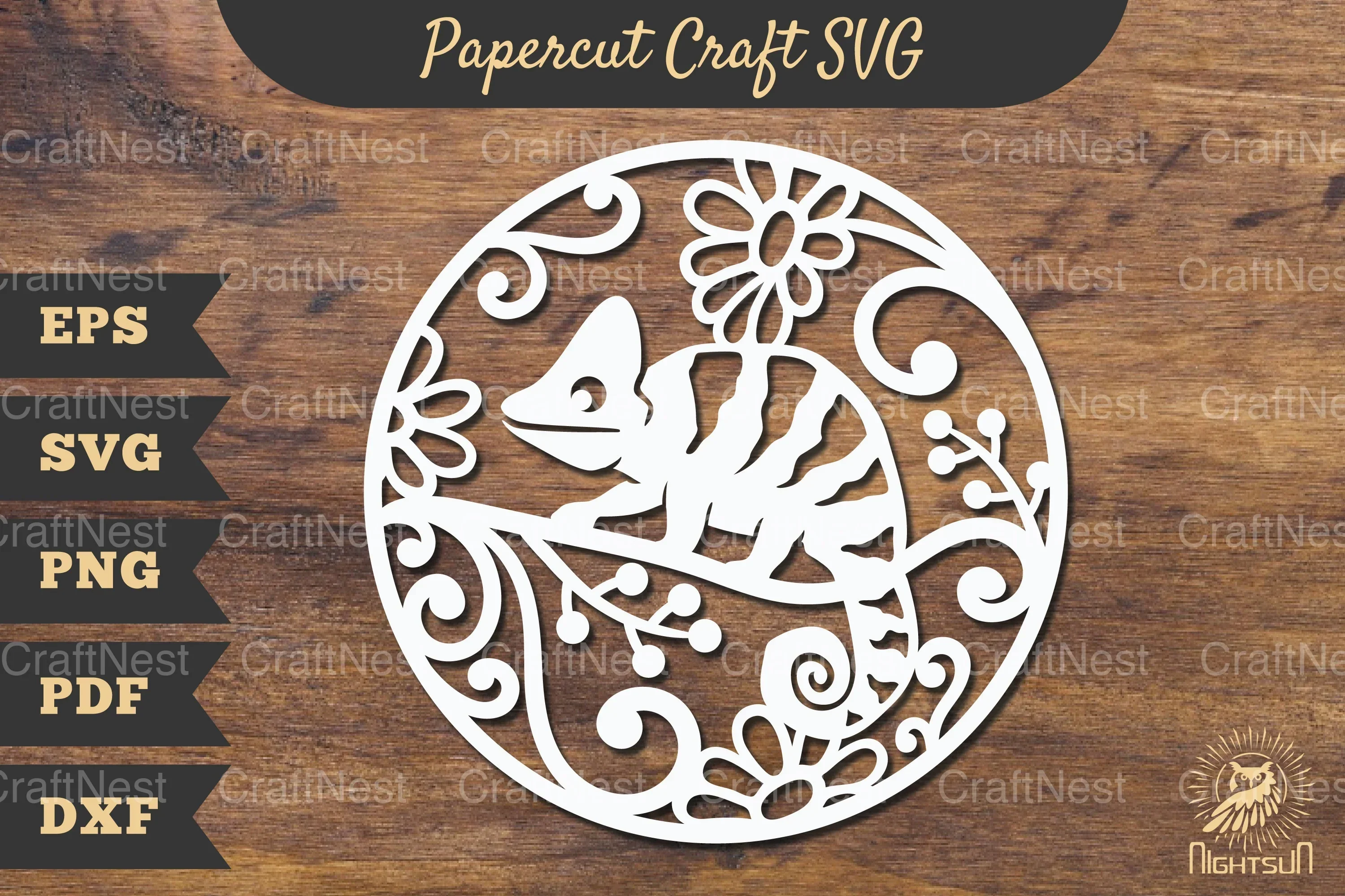 Chameleon Papercut Craft SVG Bundle