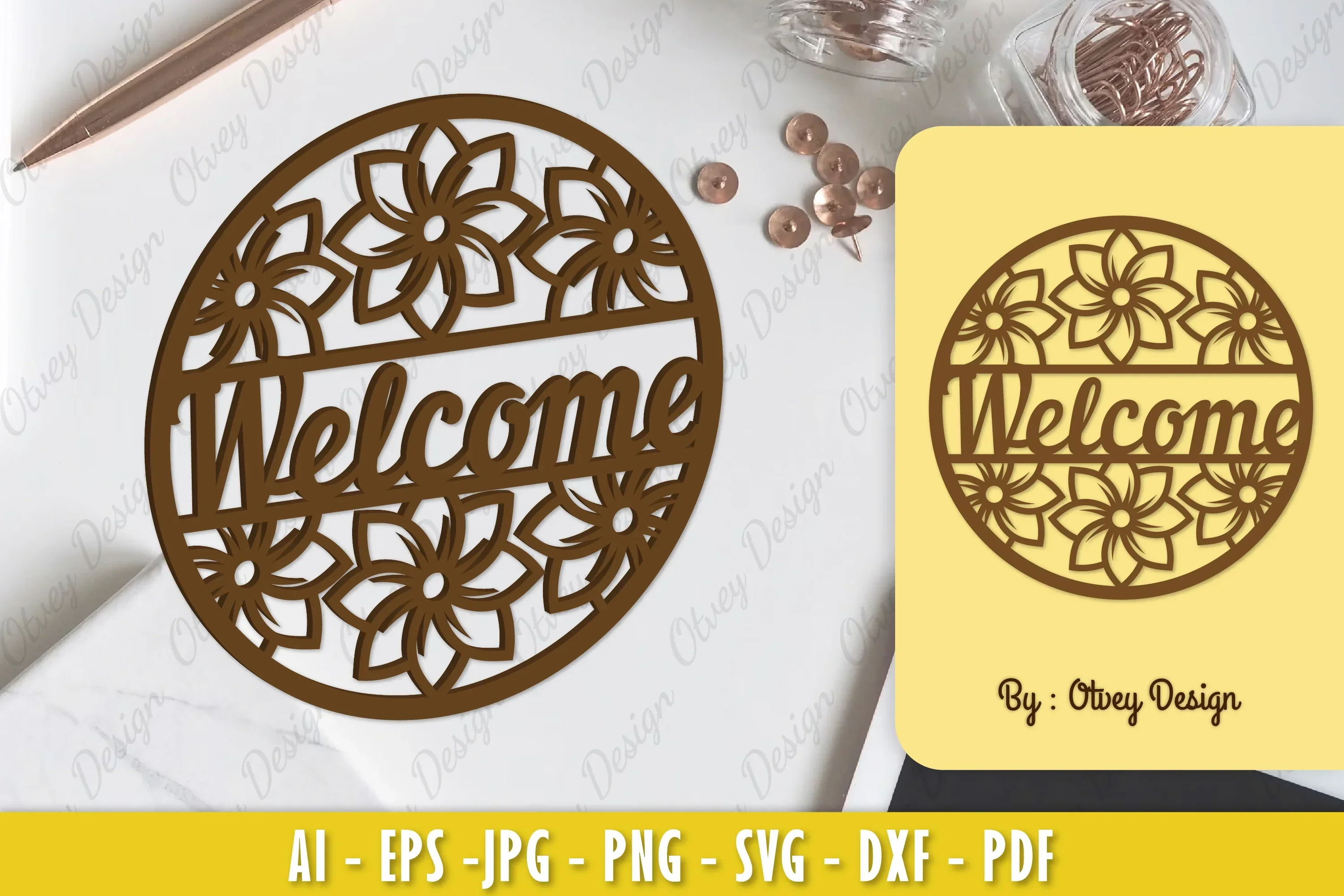 Champa Flower Welcome Sign SVG Bundle