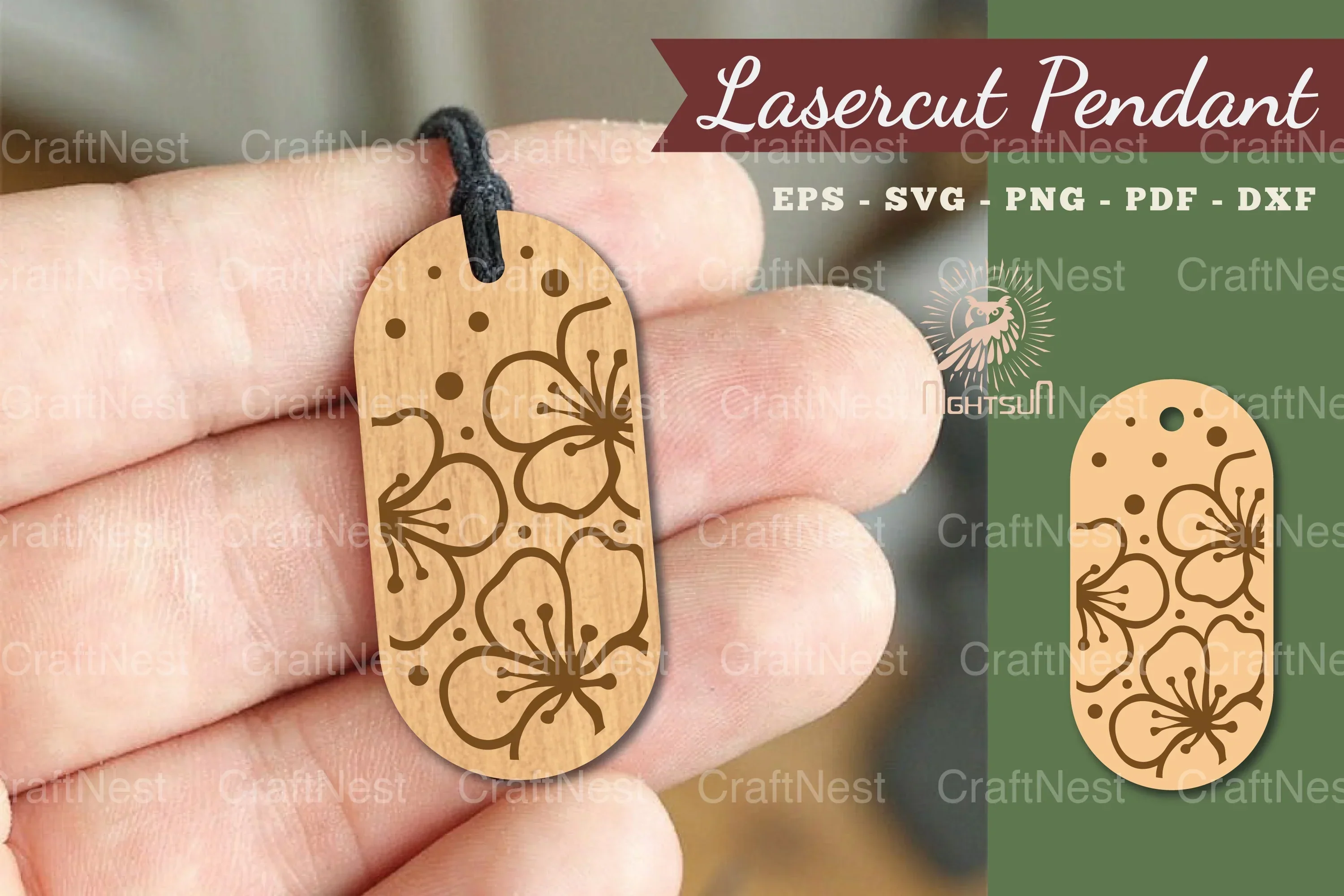 Cherry Blossom Lasercut Pendant Design Bundle
