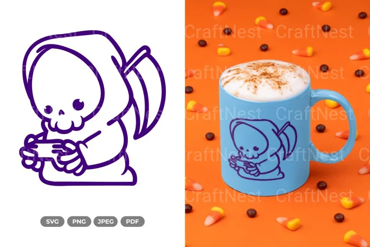 Chibi Grim Reaper Halloween Clipart Bundle