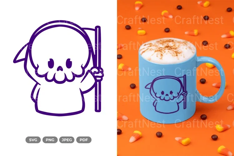 Chibi Grim Reaper Halloween Clipart Bundle