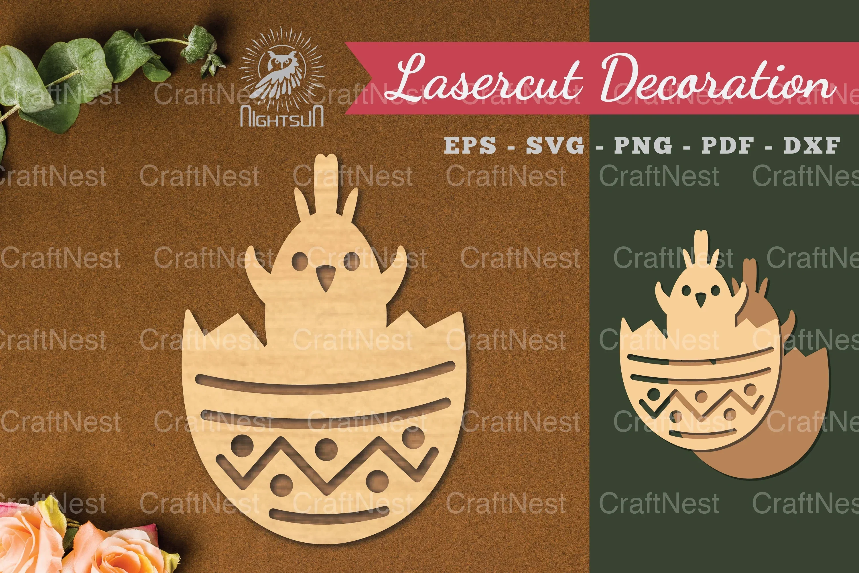 Chicks in Egg Laser Cut Decoration Clipart Bundle