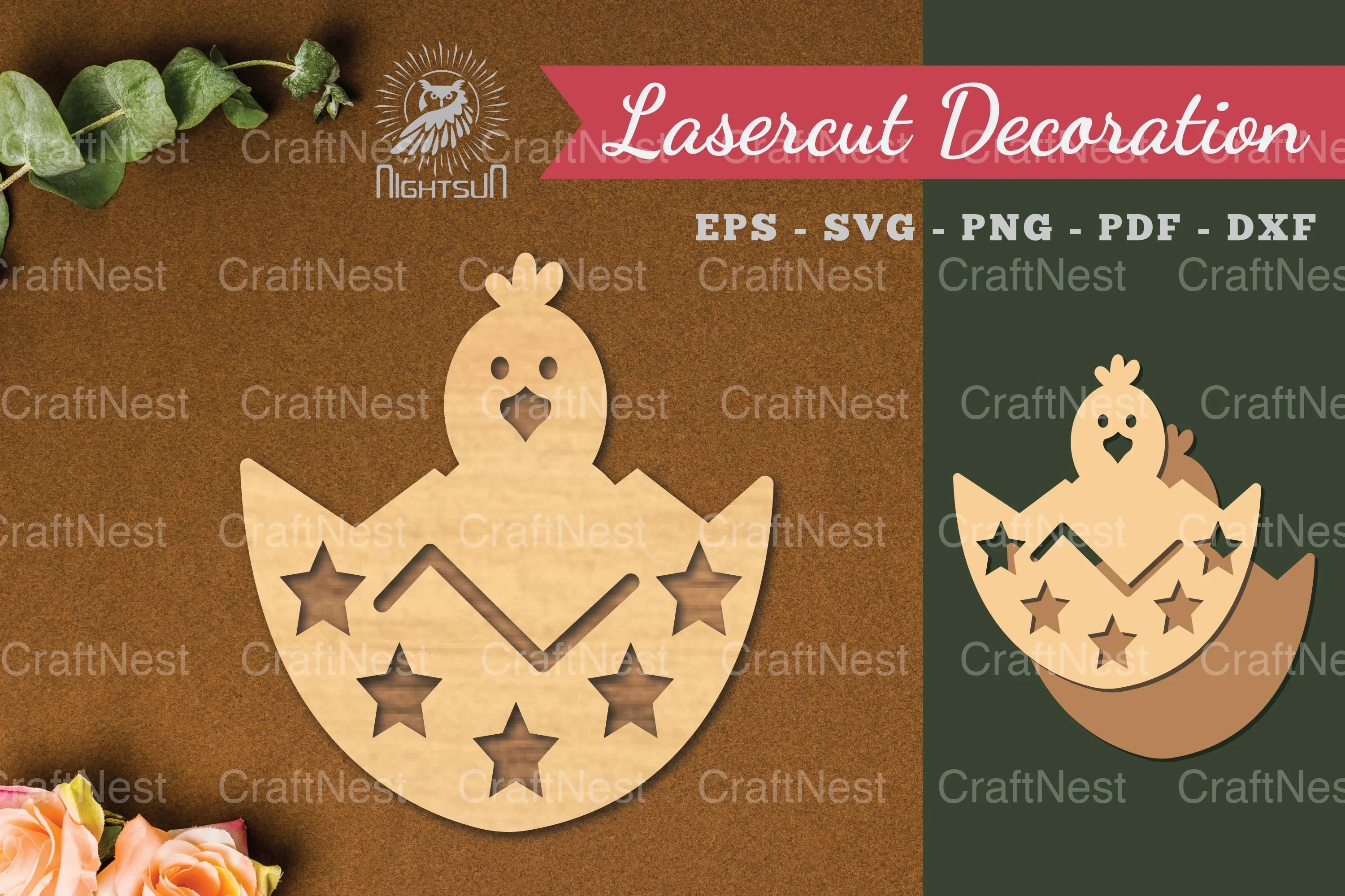 Chicks in Egg Laser Cut Decoration Clipart Bundle