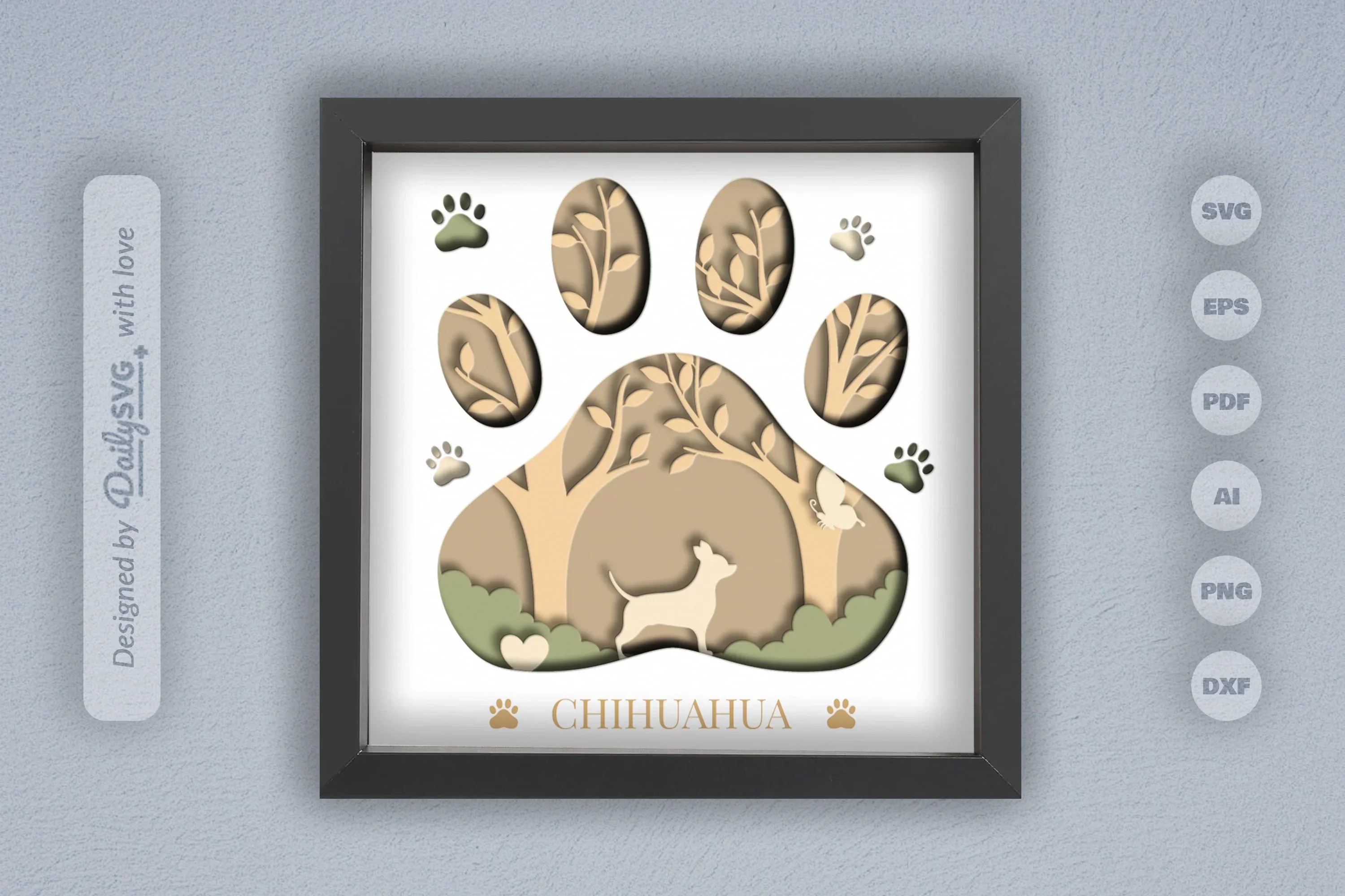 Chihuahua Dog Breed Papercut SVG Bundle