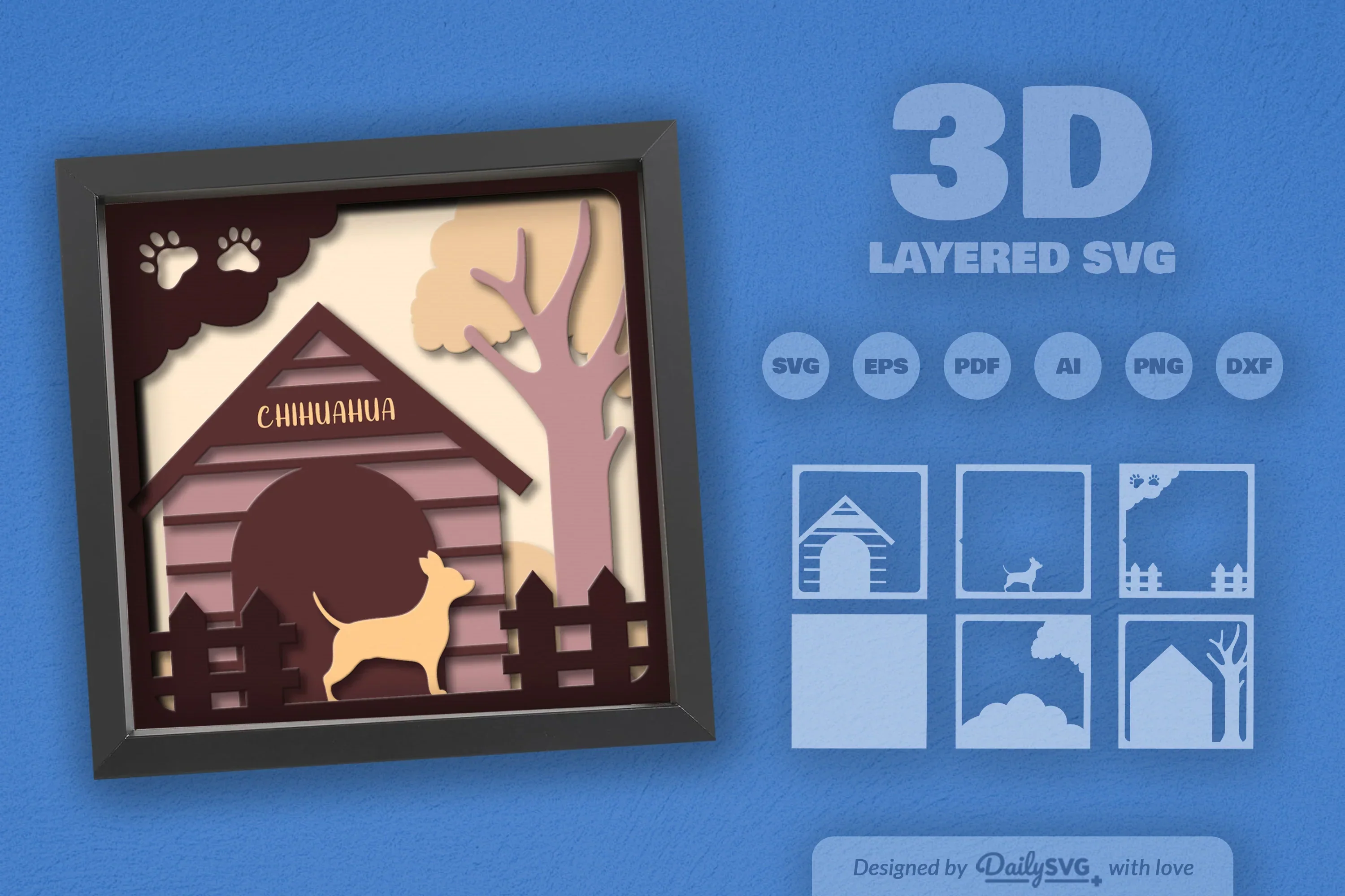 Chihuahua Dog House Papercut SVG Bundle - Image 2