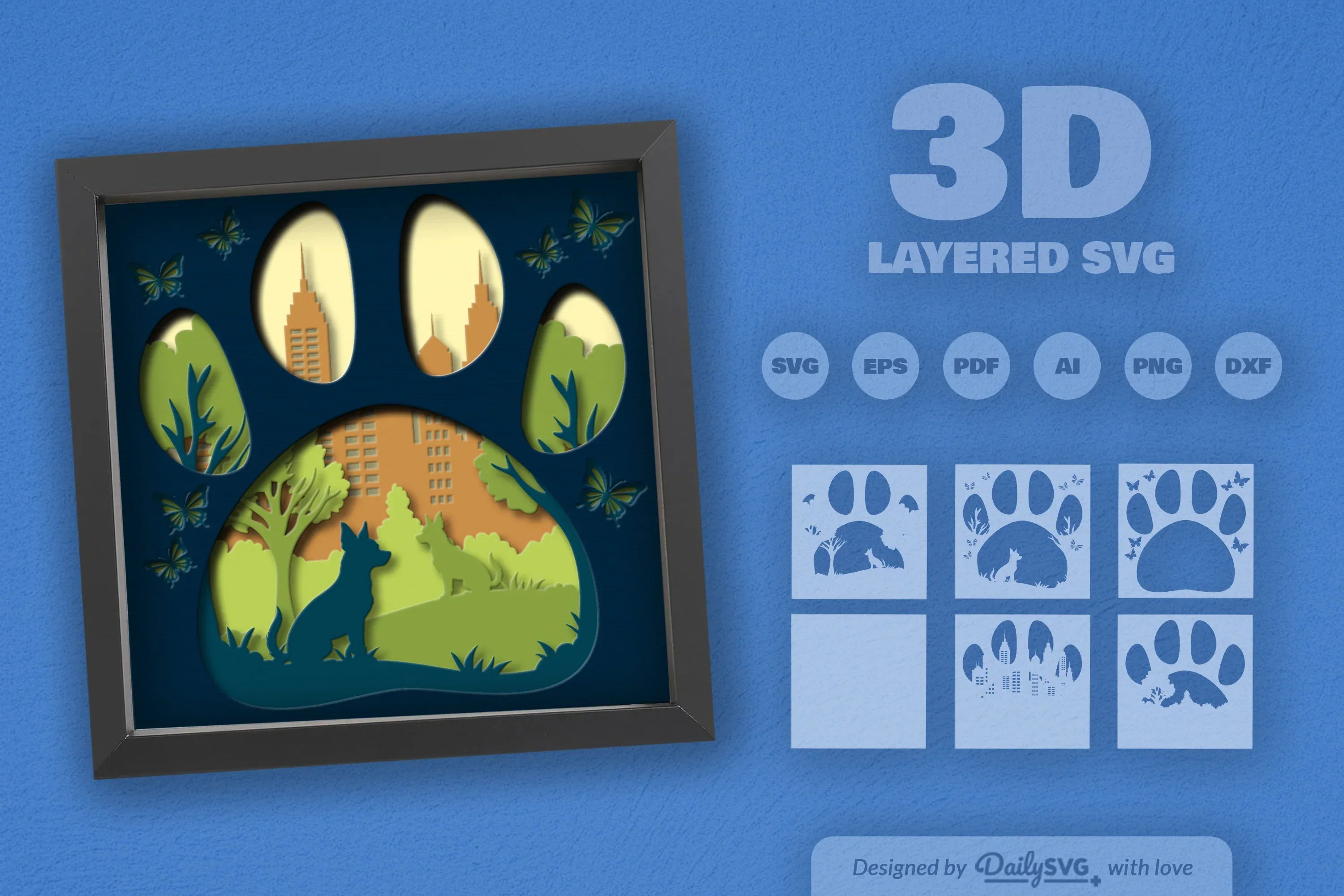 Chihuahua Dog Papercut SVG Bundle: Park Sitting Design - Image 2