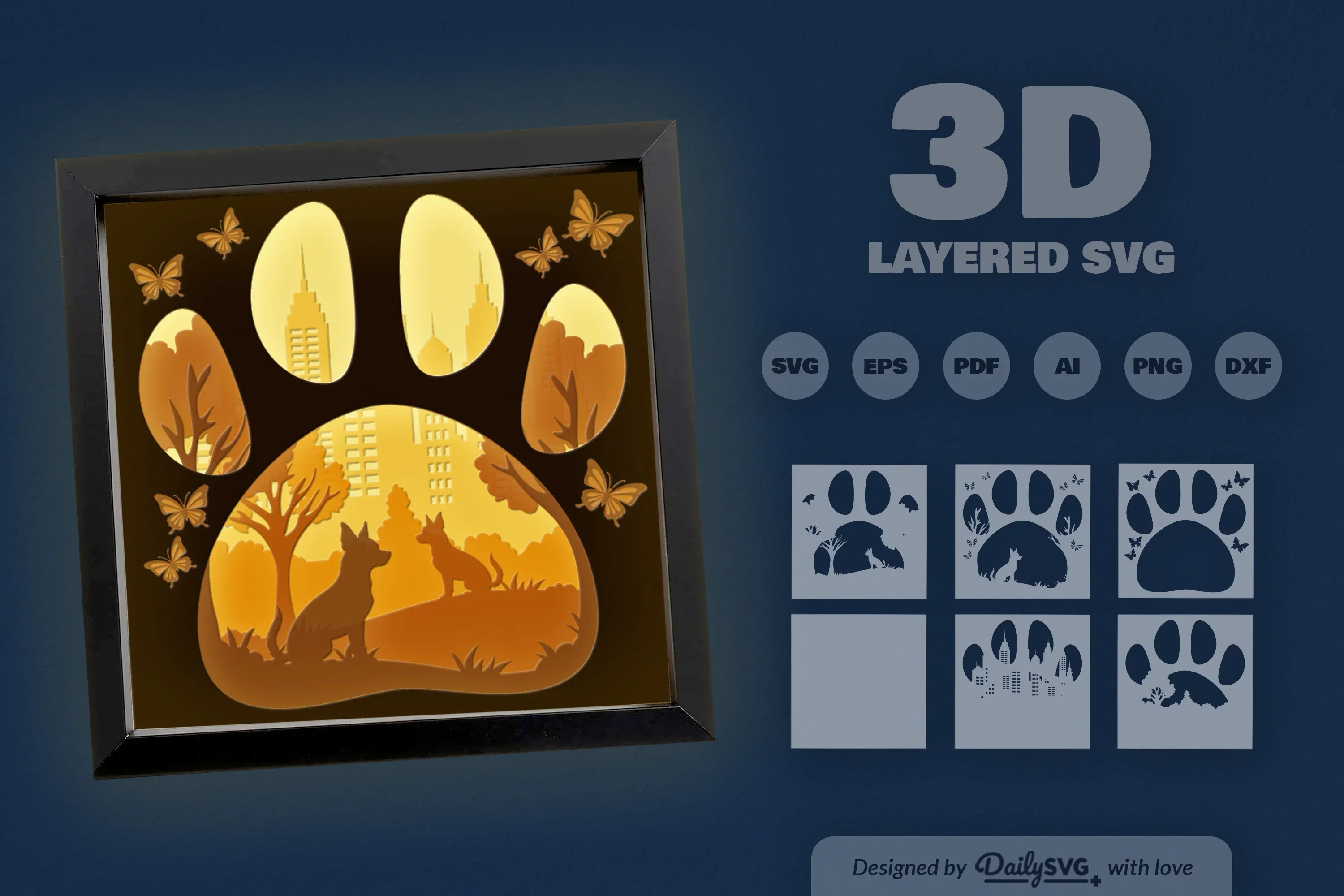 Chihuahua Dog Papercut SVG Bundle: Park Sitting Design - Image 3