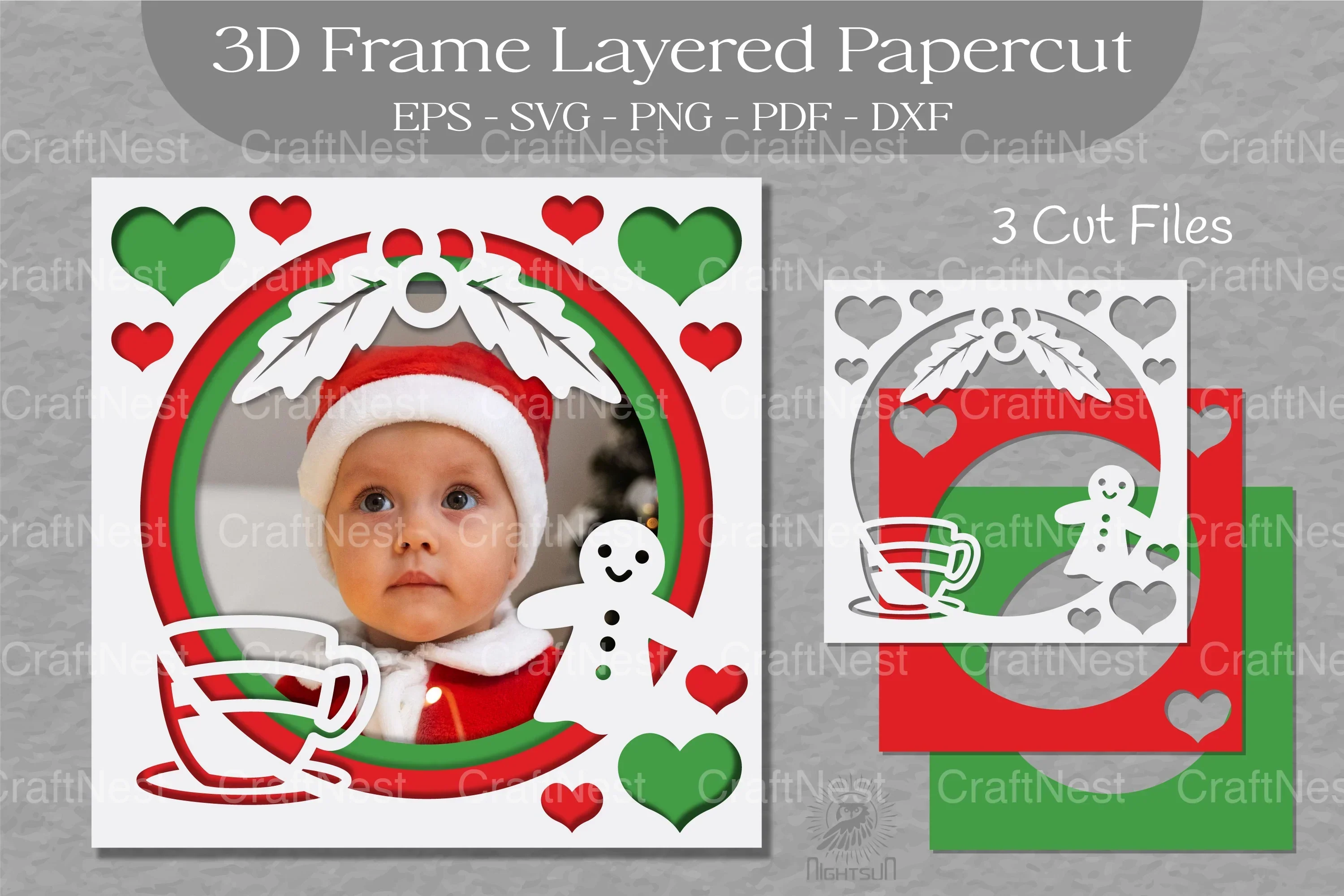 Christmas 3D Frame Layered Papercut Clipart Bundle