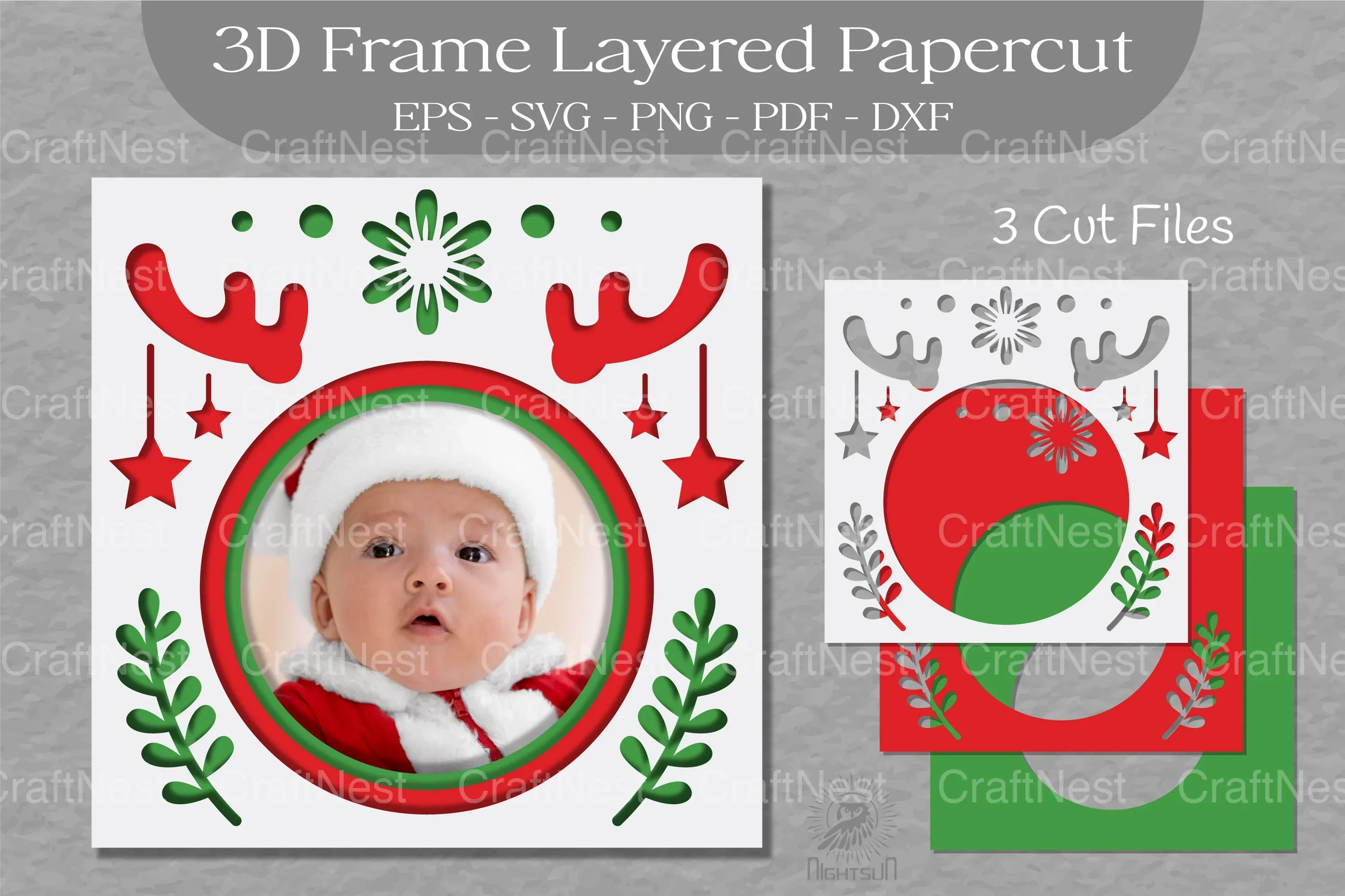 Christmas 3D Frame Layered Papercut Clipart Bundle