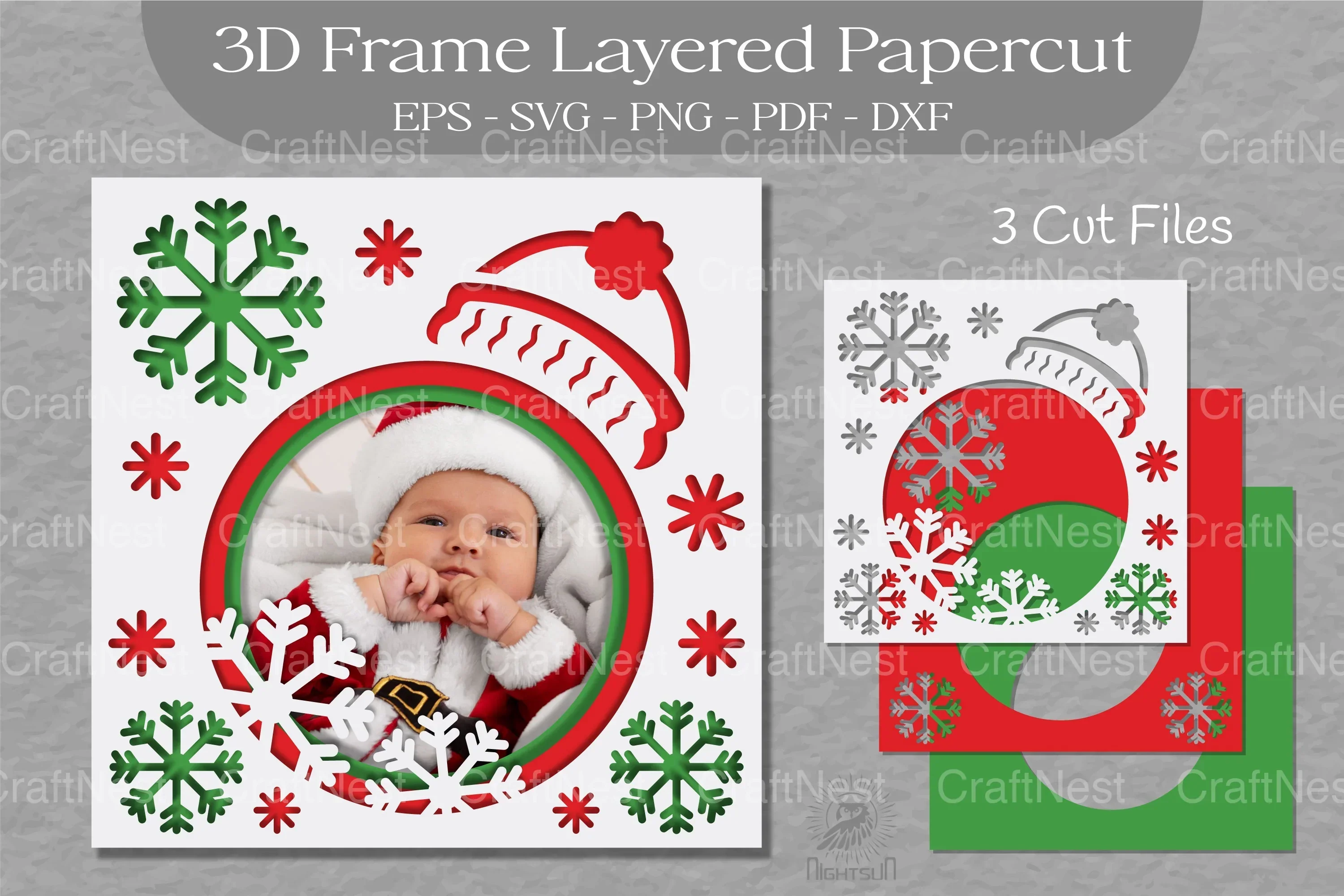 Christmas 3D Frame Layered Papercut Clipart Bundle