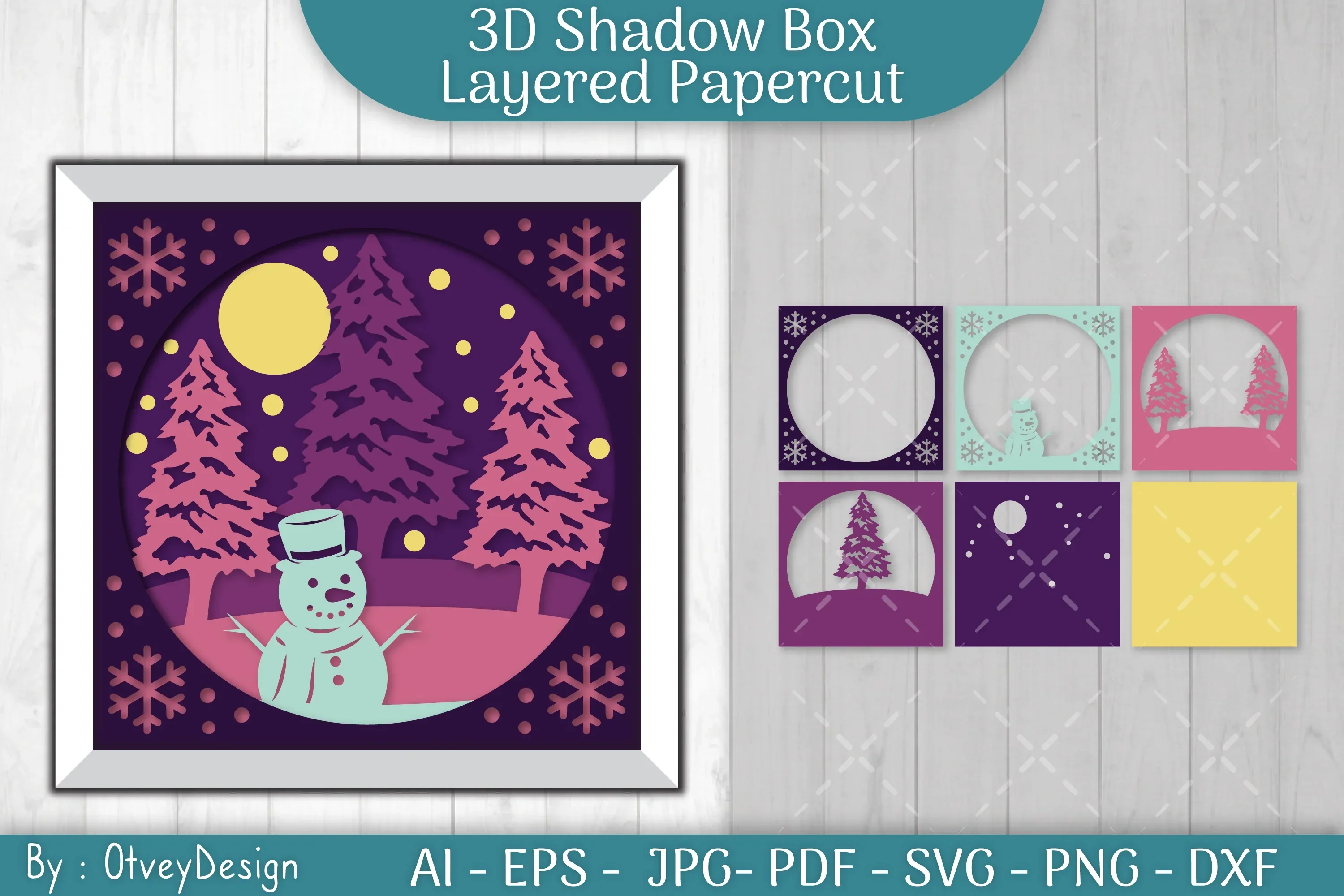 Christmas 3D Shadow Box Layered Papercut SVG Bundle