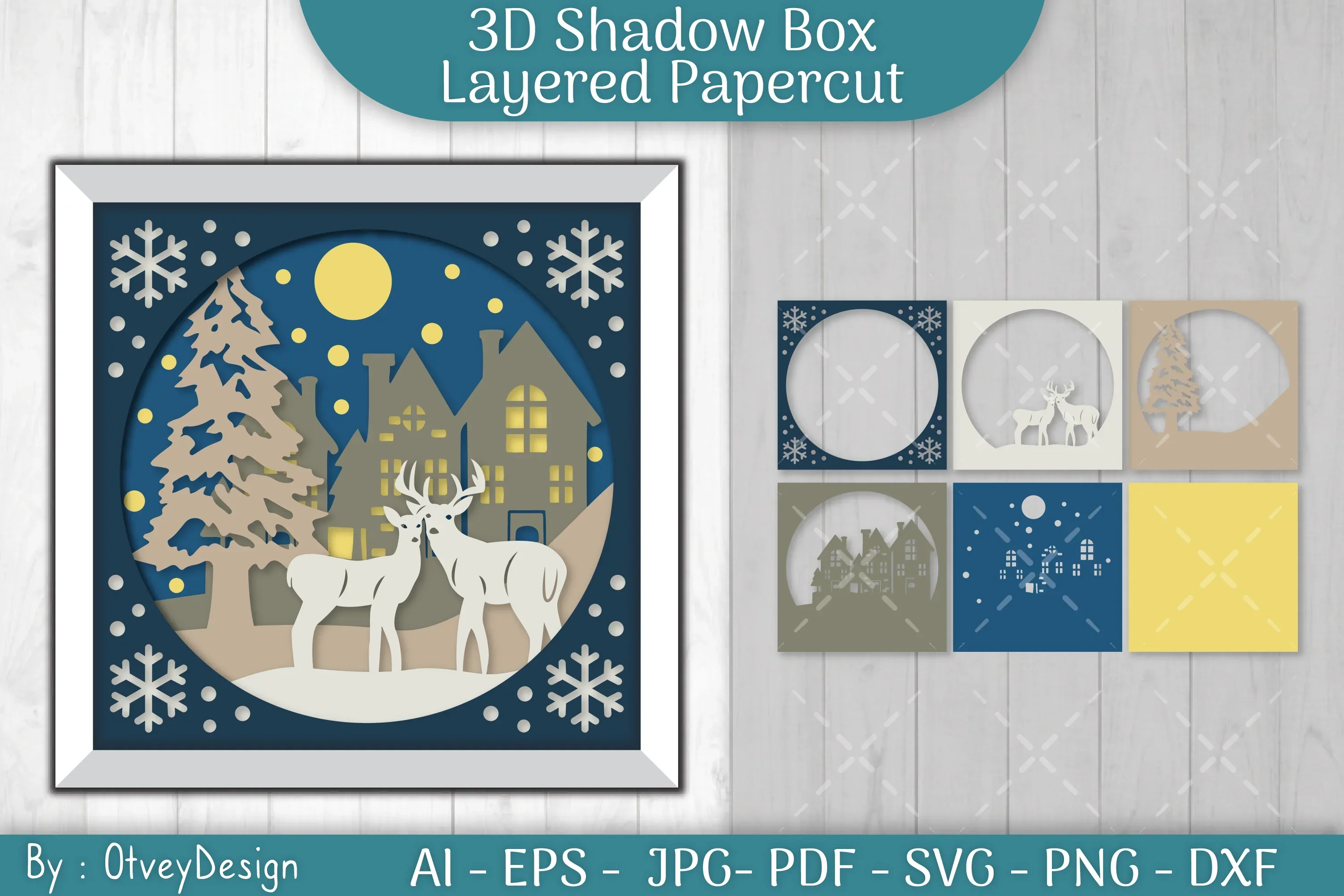 Christmas 3D Shadow Box Layered Papercut SVG Bundle