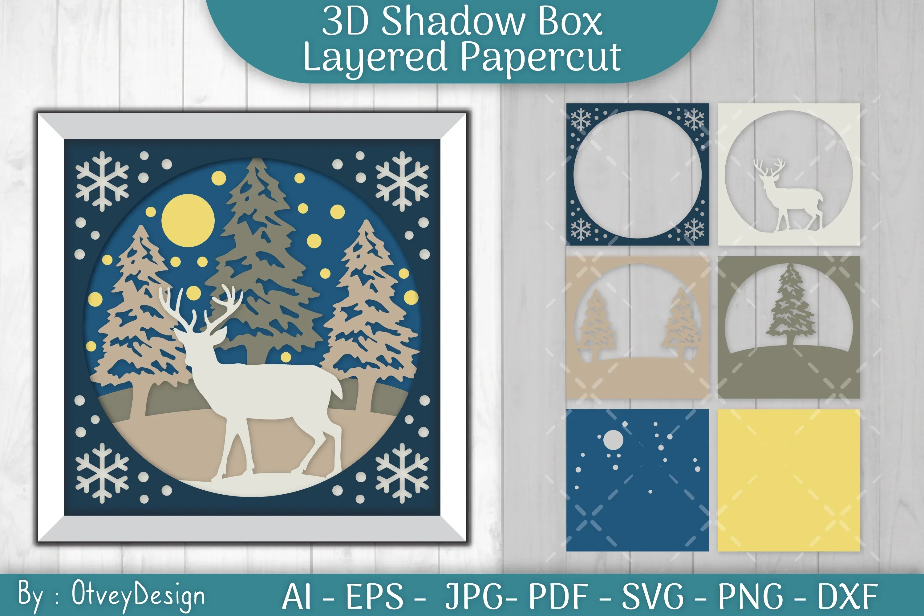 Christmas 3D Shadow Box Layered Papercut SVG Bundle - Image 2
