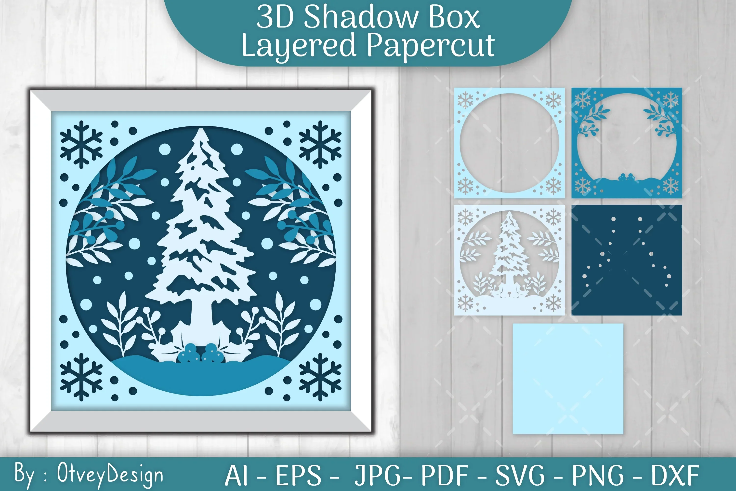 Christmas 3D Shadow Box Layered Papercut SVG Bundle - Image 2