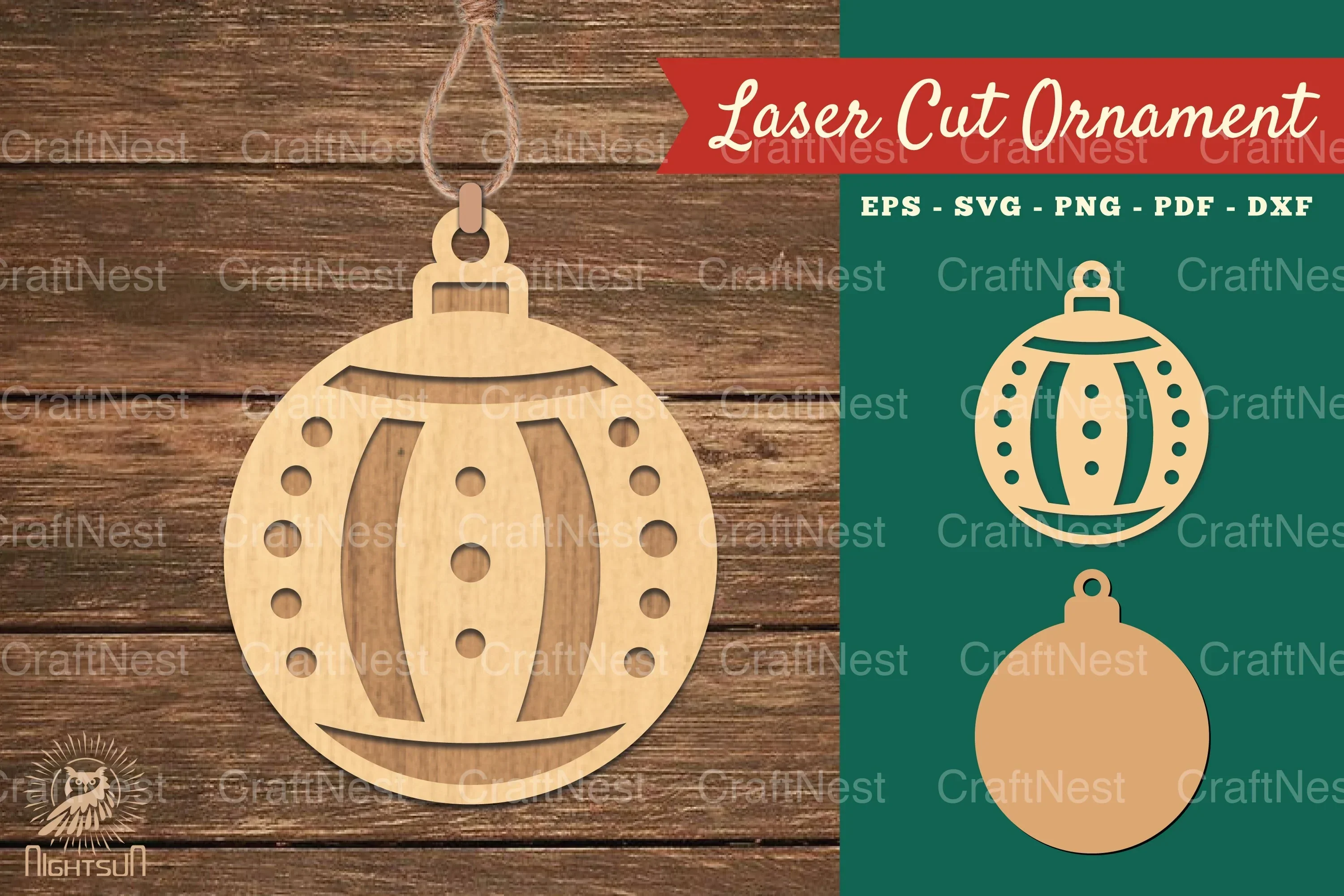 Christmas Ball Laser Cut Ornament Clipart Bundle