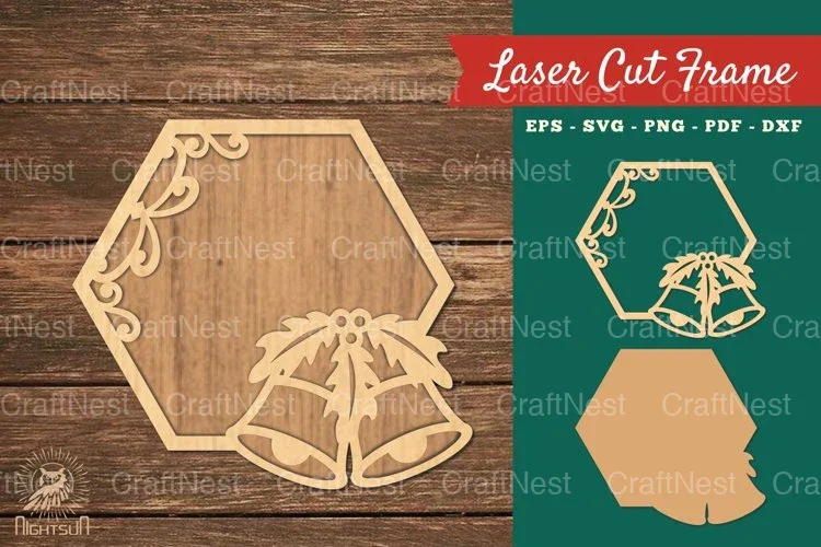 Christmas Bell Laser Cut Frame Clipart Bundle
