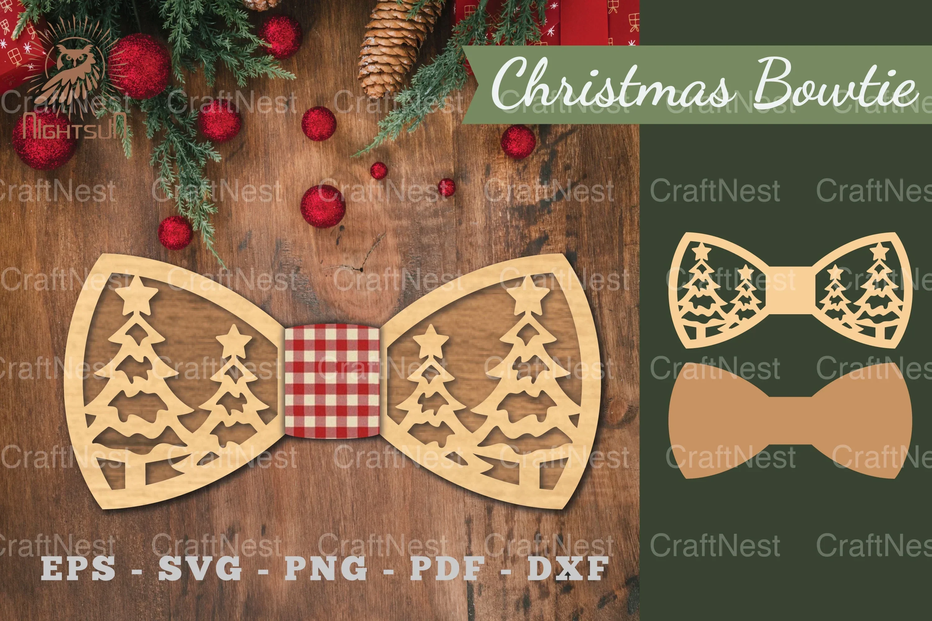 Christmas Bowtie Laser Cut Clipart Bundle