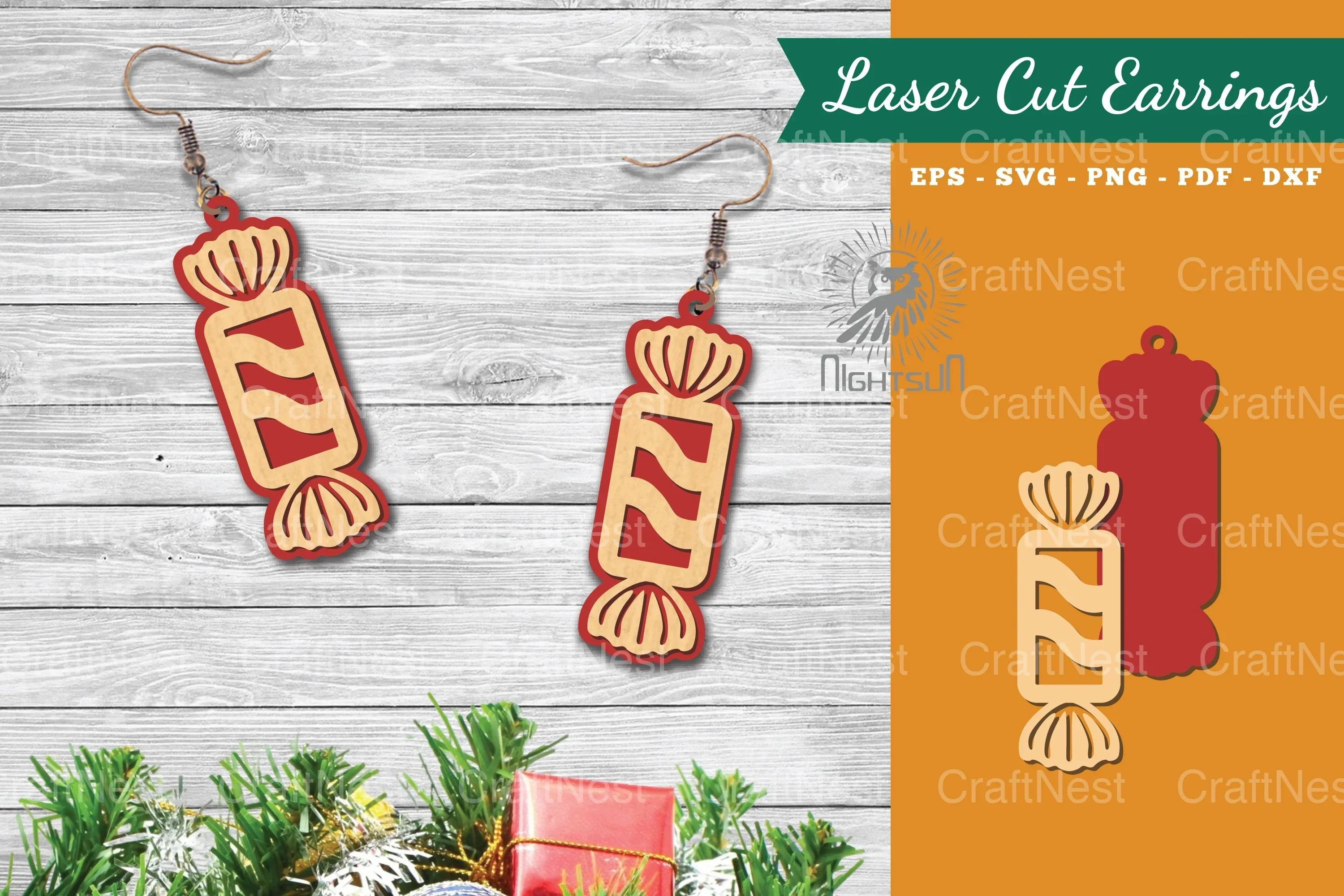 Christmas Candy Laser Cut Earrings SVG Bundle
