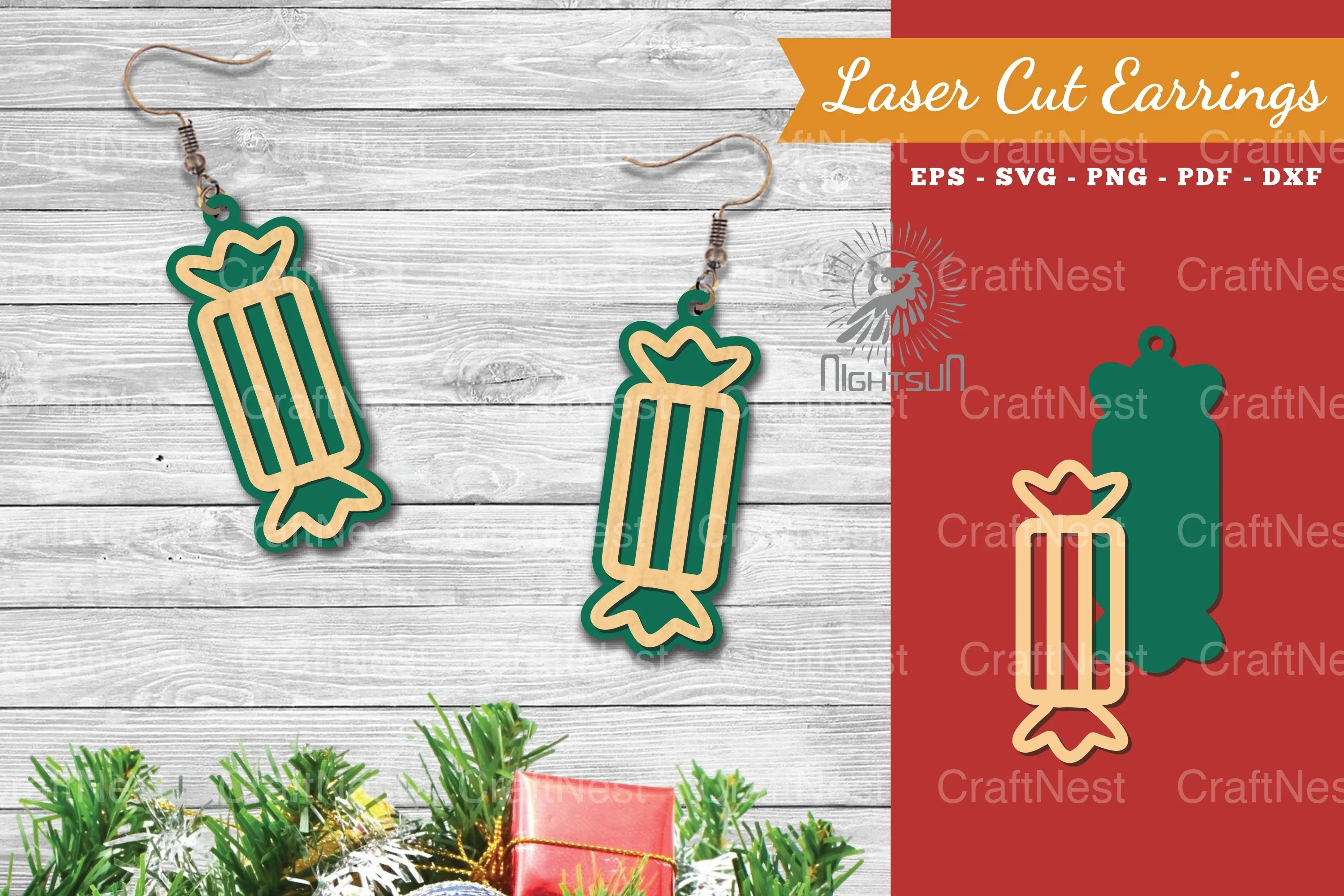 Christmas Candy Laser Cut Earrings SVG Bundle