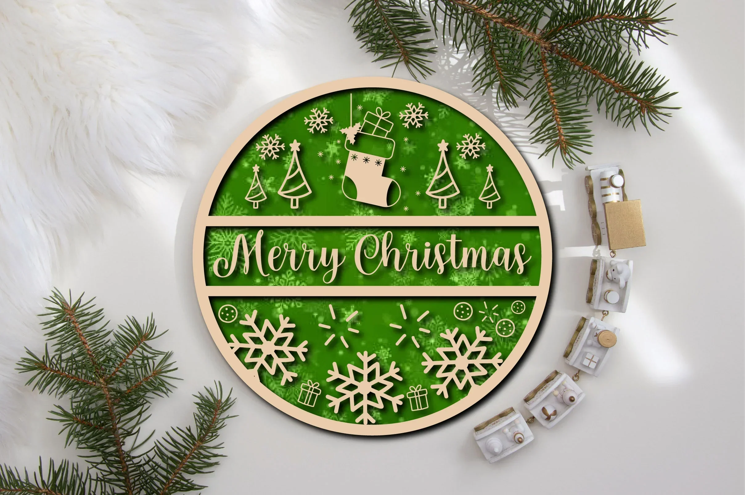 Christmas Cardinal Bird Sign Laser Cut Bundle - Image 2