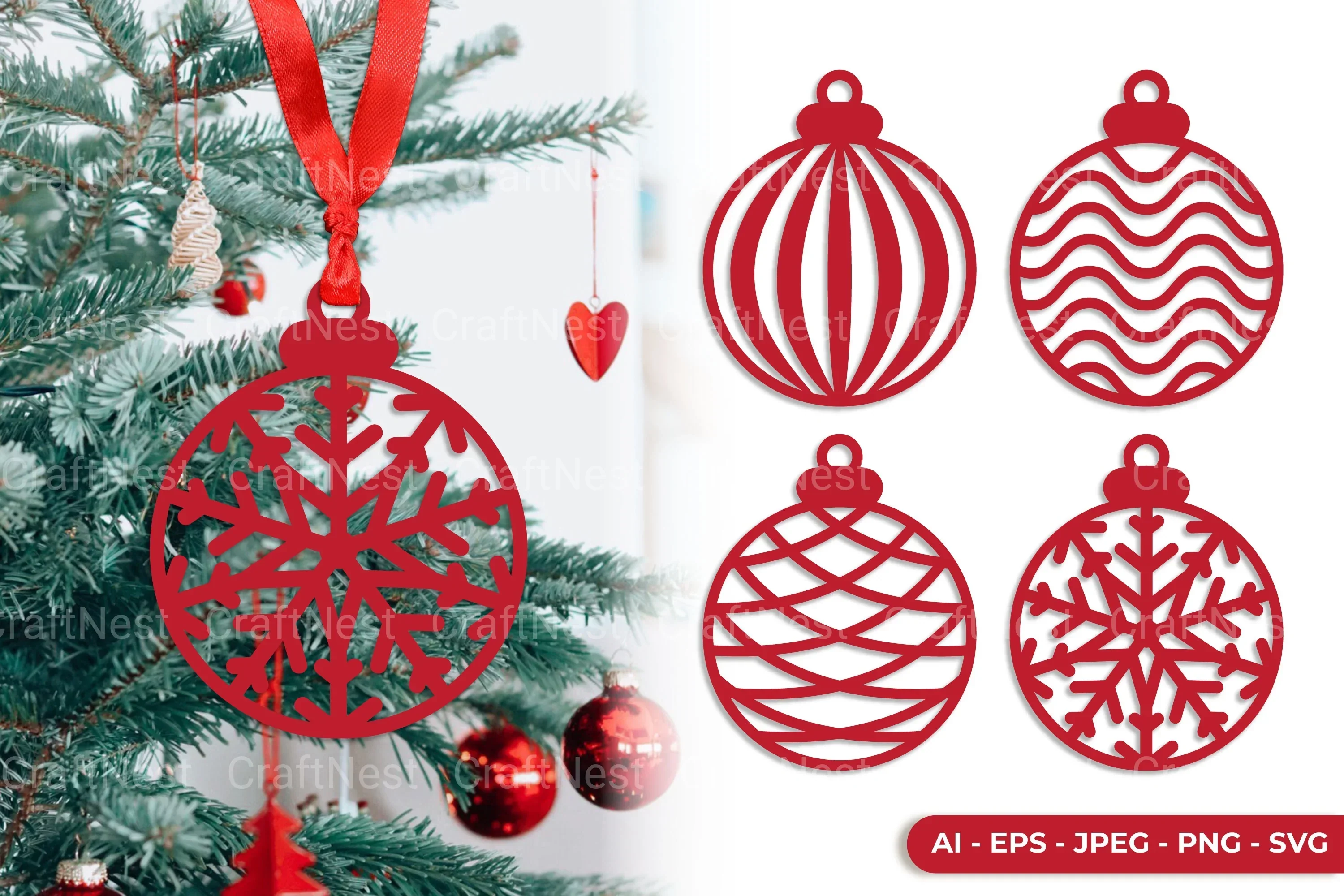 Christmas Decoration Ball Lasercut Clipart Bundle