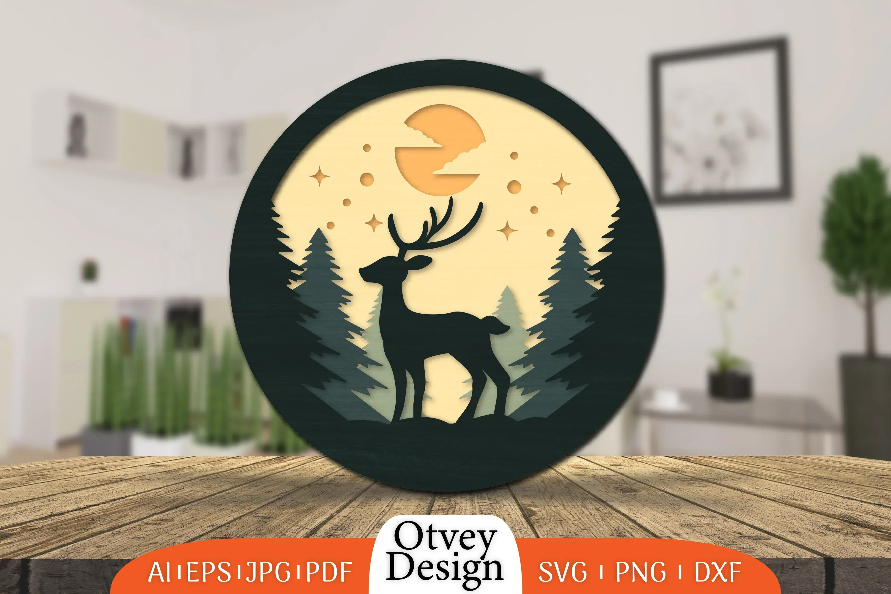 Christmas Deer 3D Layered Lasercut SVG Bundle