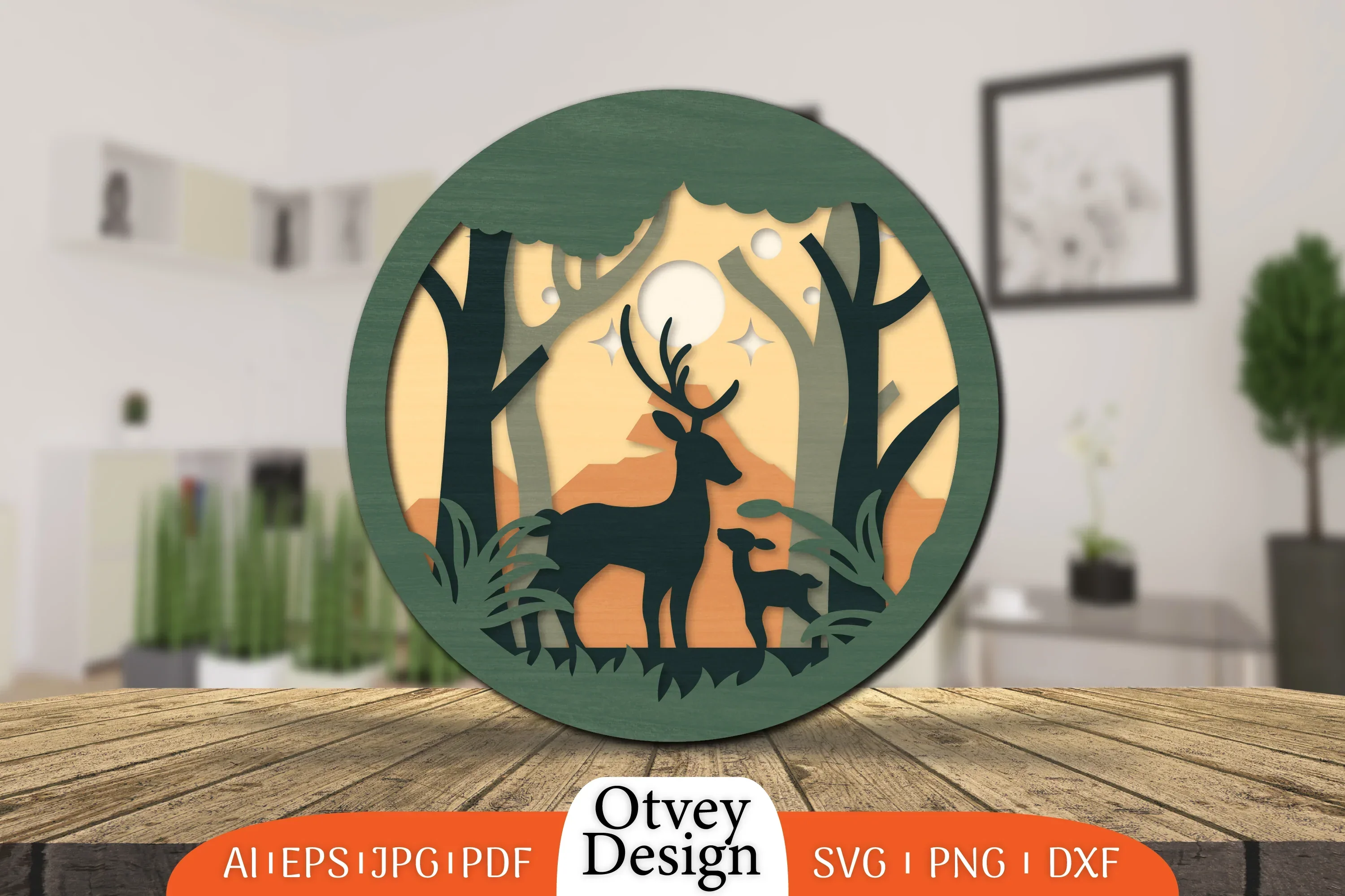 Christmas Deer 3D Round Layered Lasercut SVG Bundle