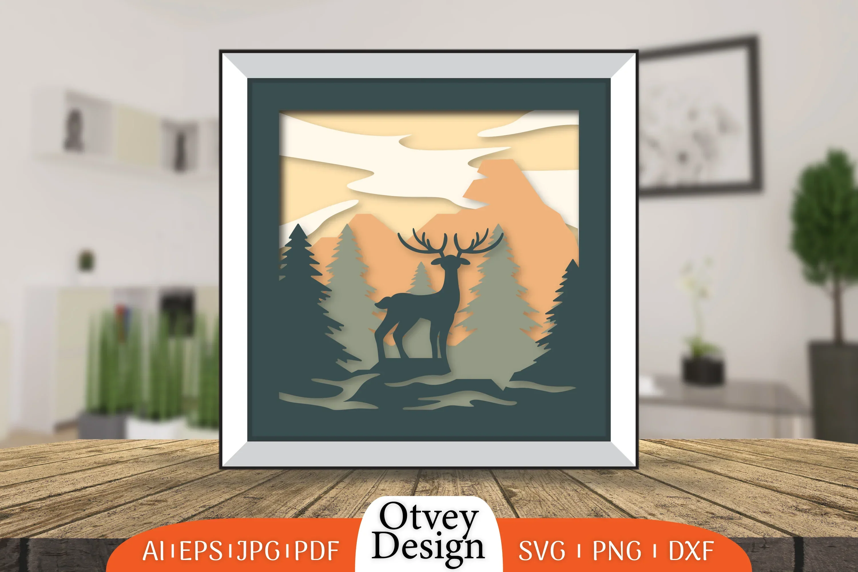 Christmas Deer 3D Shadowbox Layered SVG Bundle