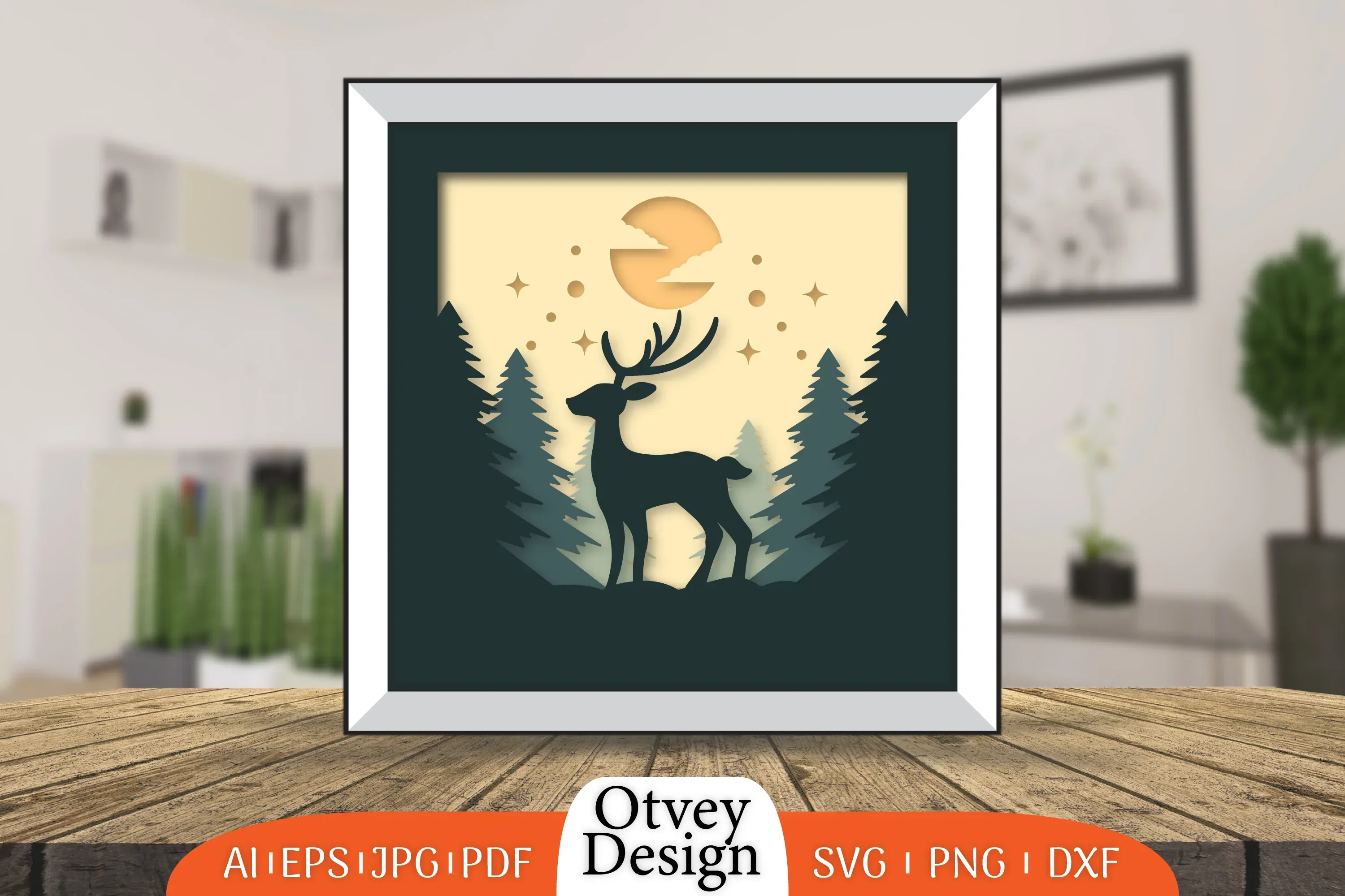 Christmas Deer 3D Shadowbox Layered SVG Bundle