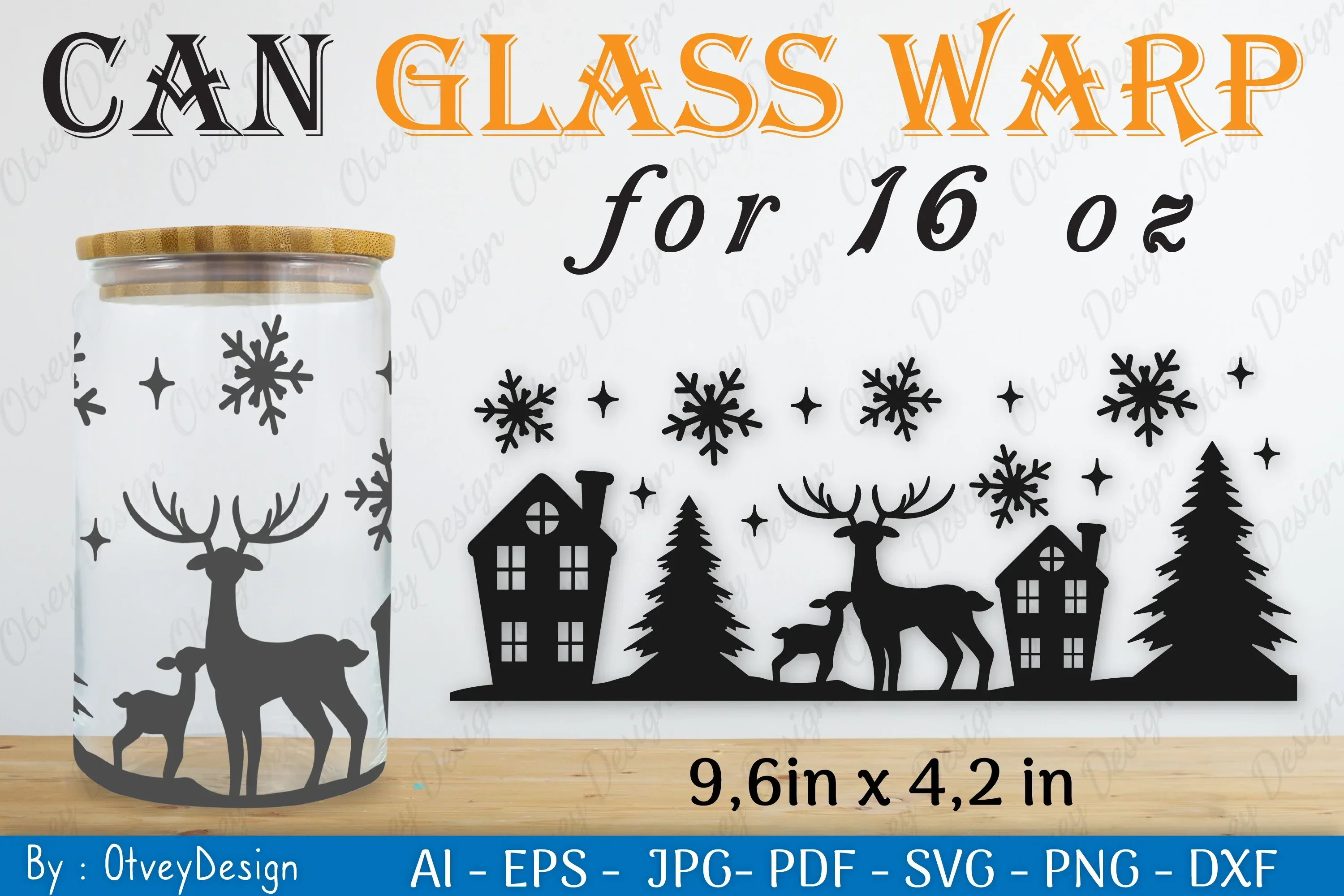 Christmas Deer Can Glass 16 OZ SVG Bundle