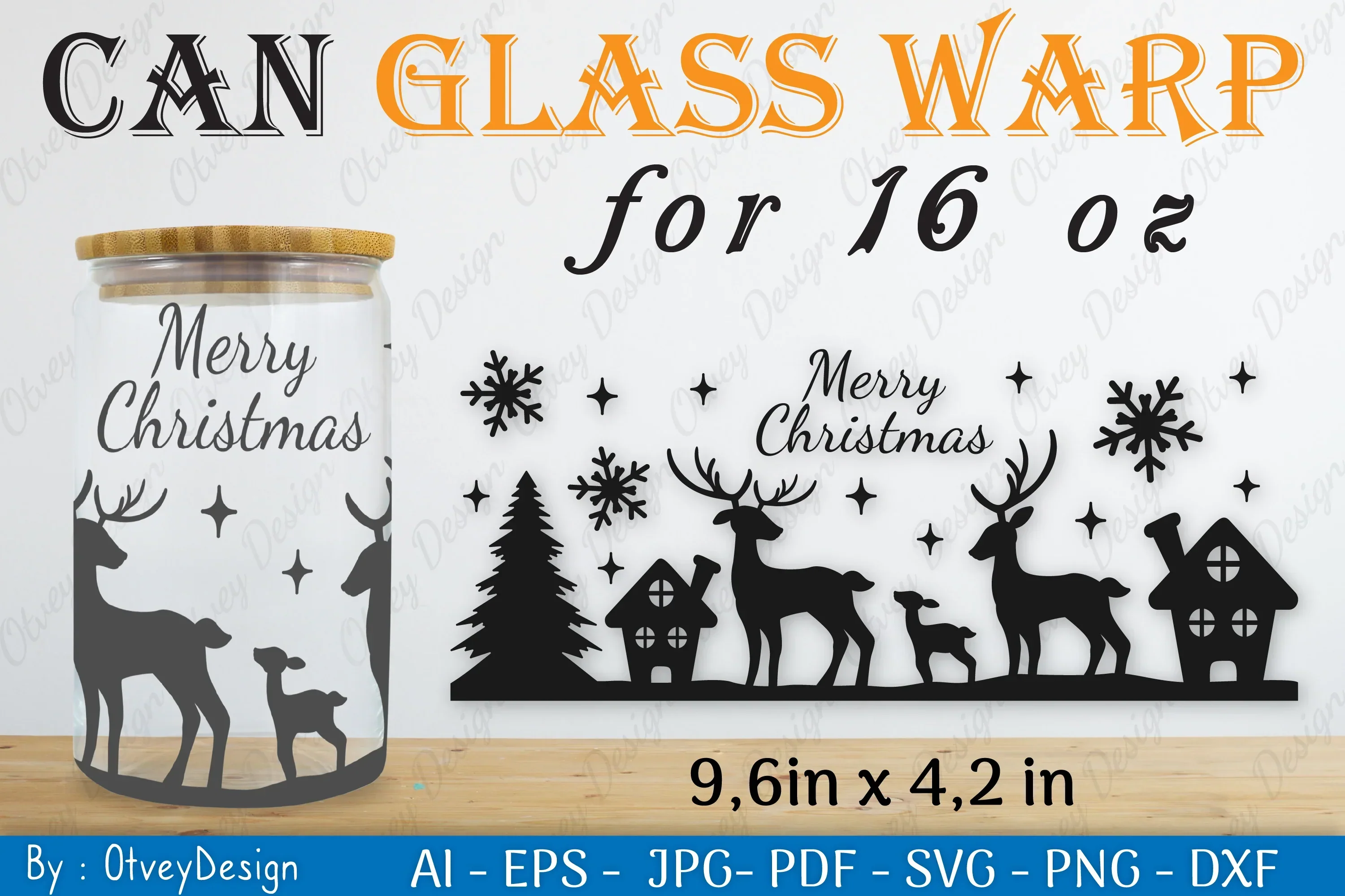 Christmas Deer Can Glass 16 OZ SVG Bundle