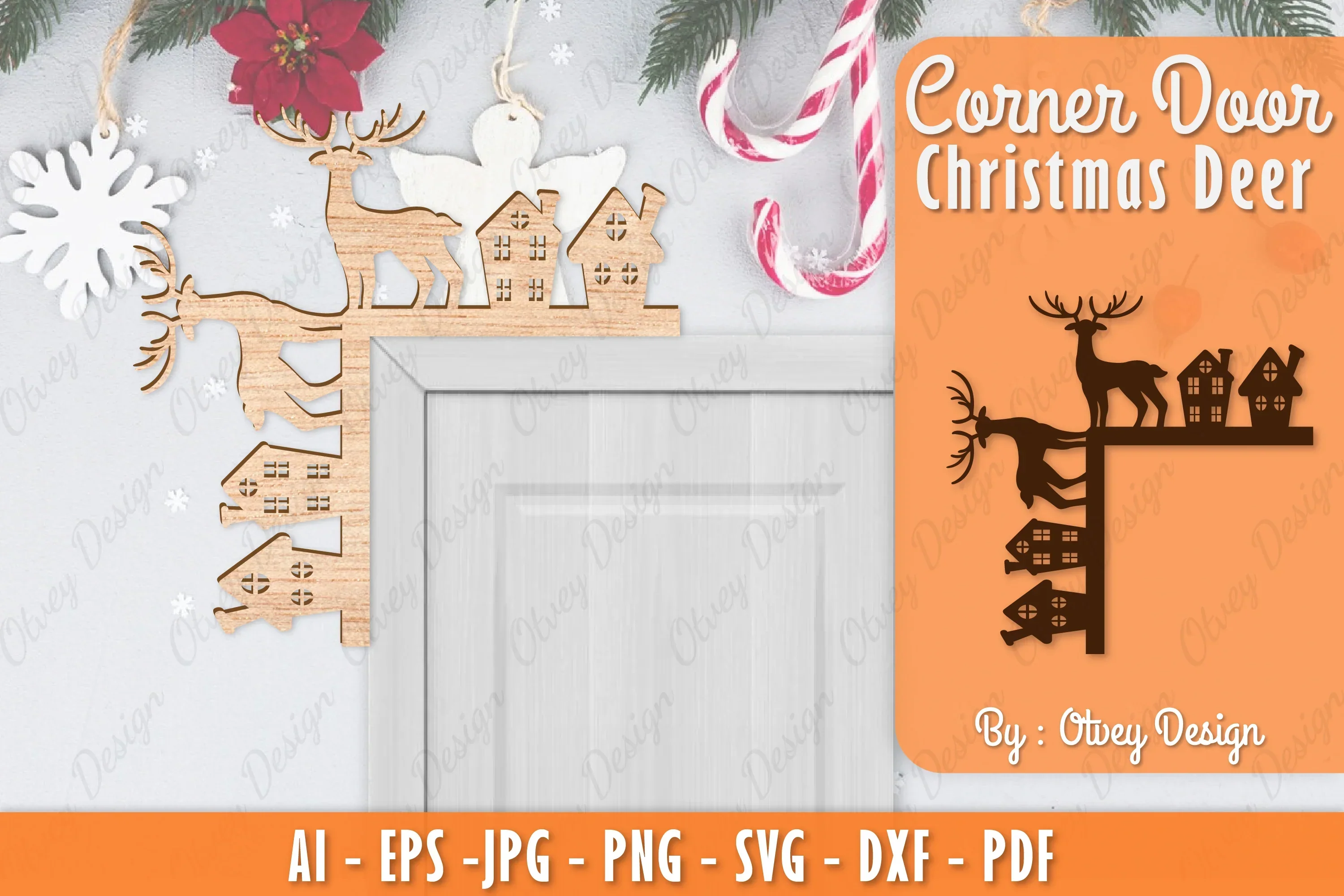 Christmas Deer Door Corner Lasercut SVG Bundle
