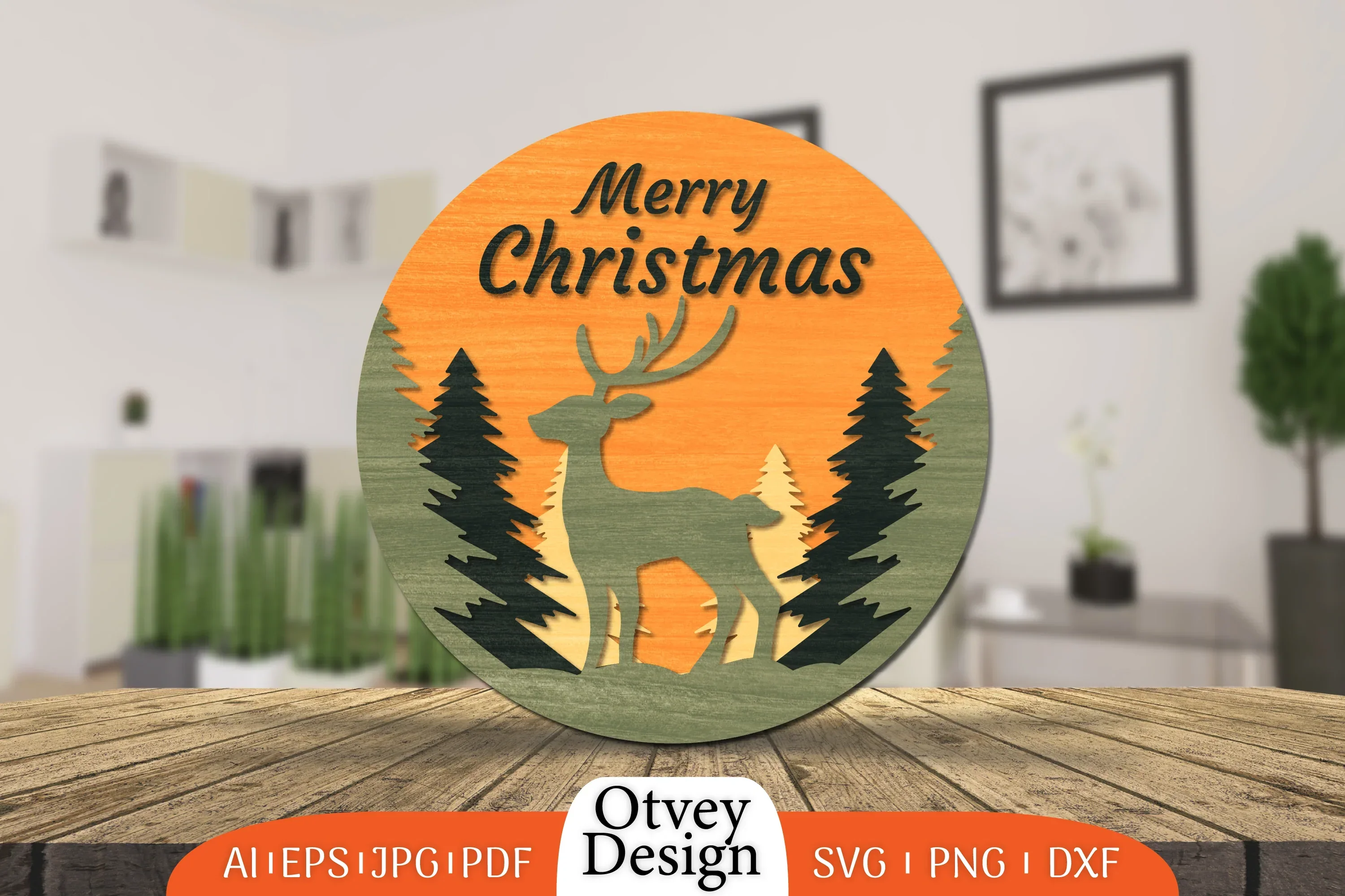 Christmas Deer Round Door Lasercut SVG Bundle