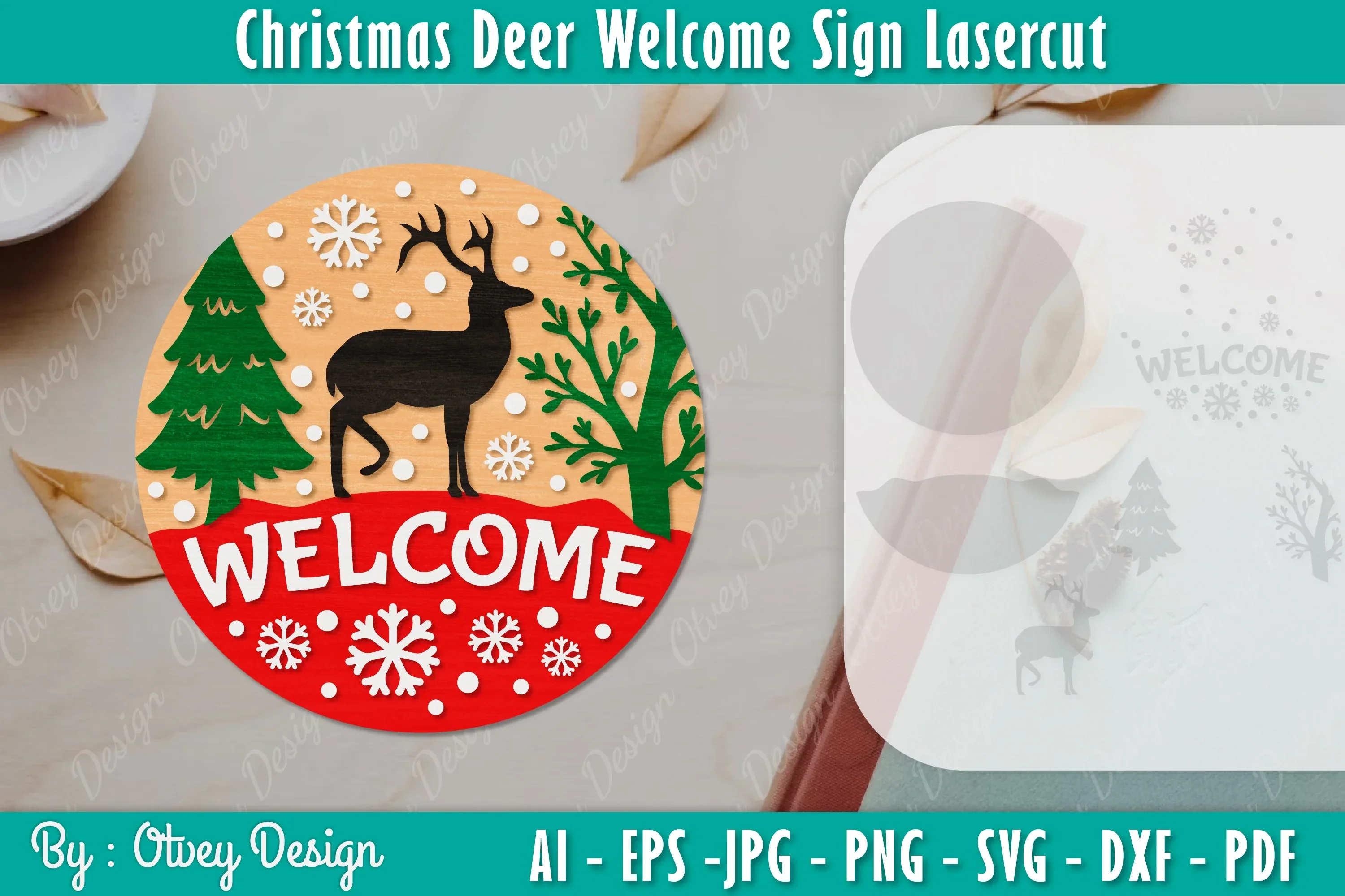 Christmas Deer Welcome Sign SVG Bundle