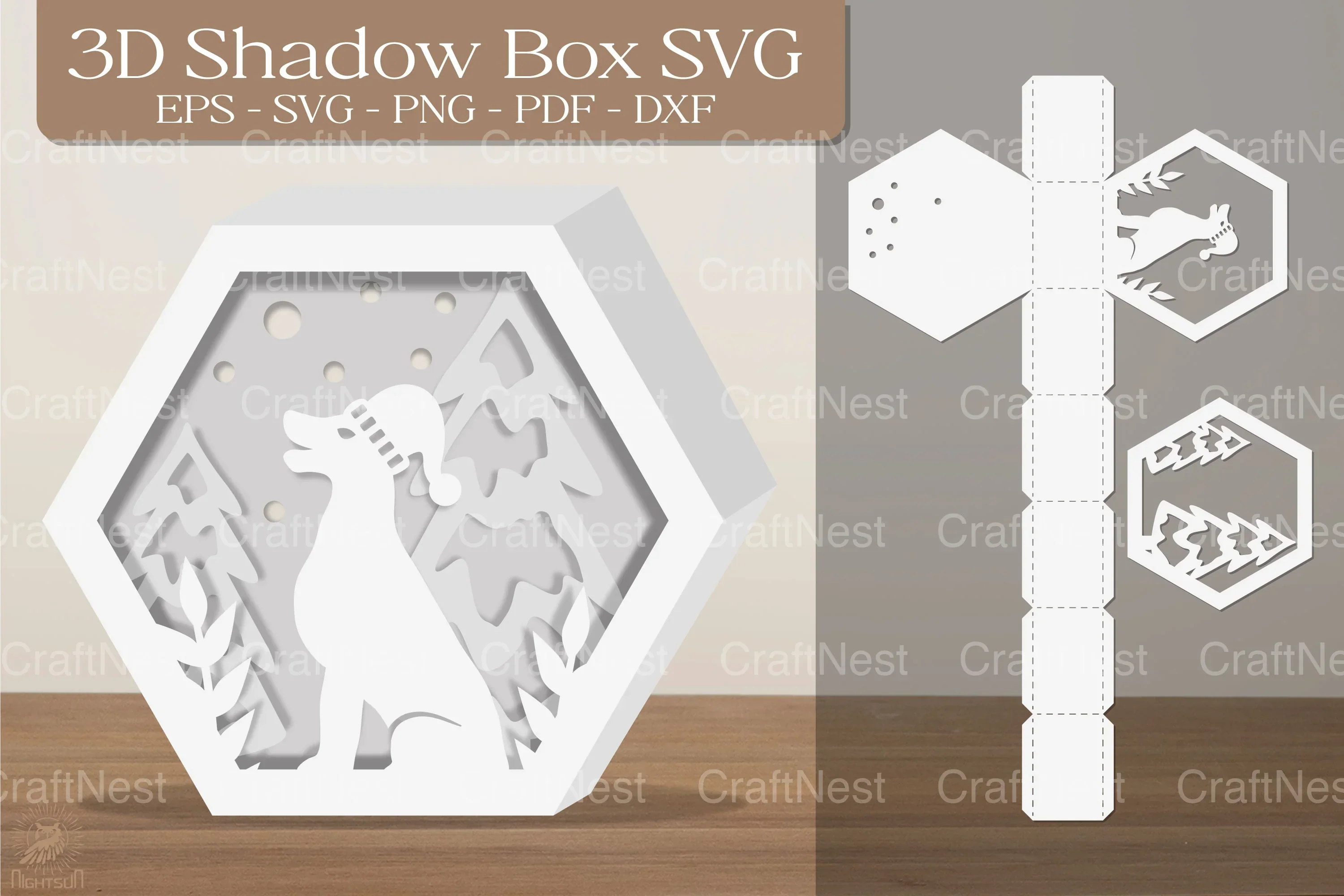 Christmas Dog 3D Shadow Box Clipart Bundle