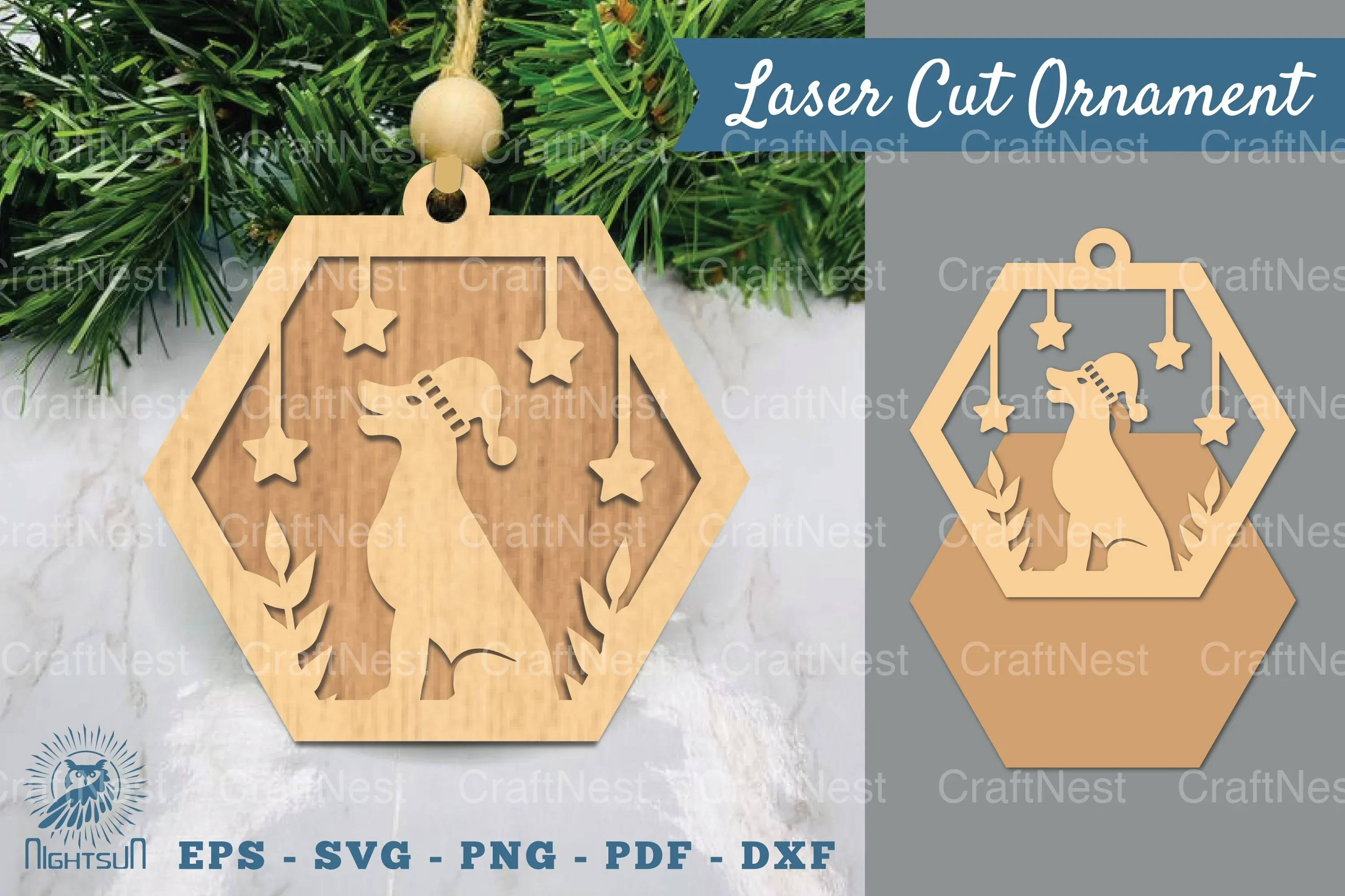Christmas Dog Laser Cut Ornament Clipart Bundle