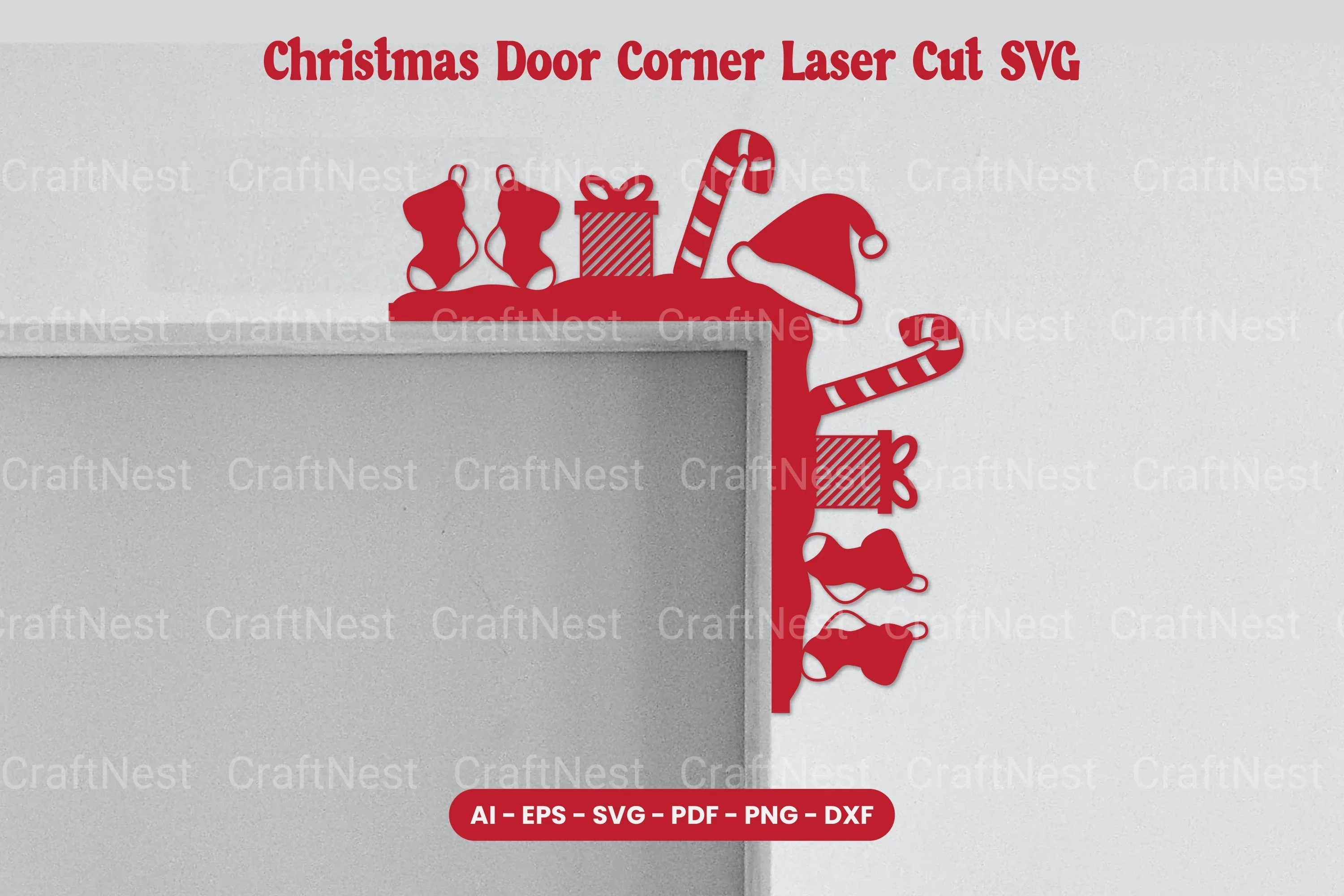 Christmas Door Corner Laser Cut SVG Bundle