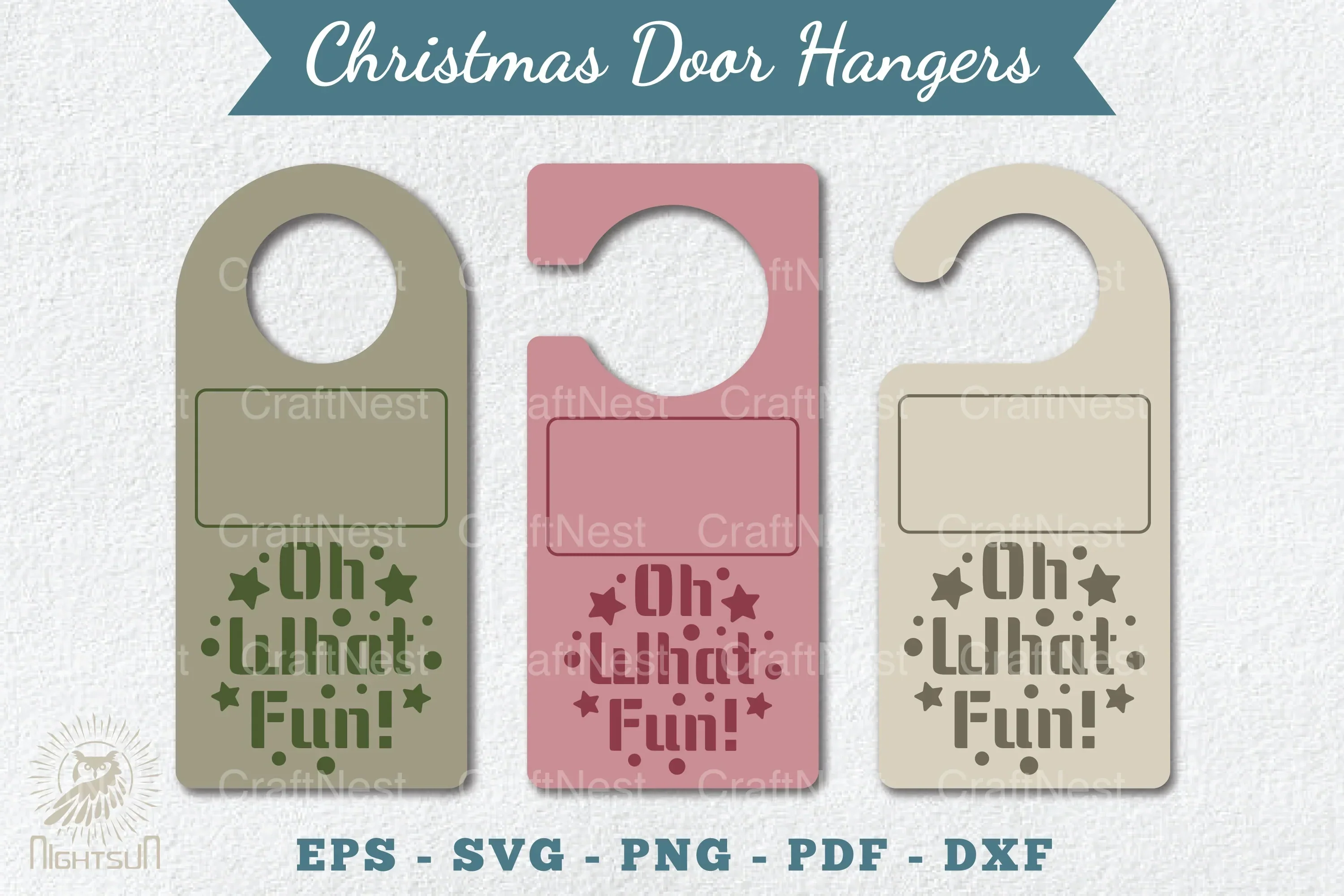Christmas Door Hangers Set Clipart Bundle