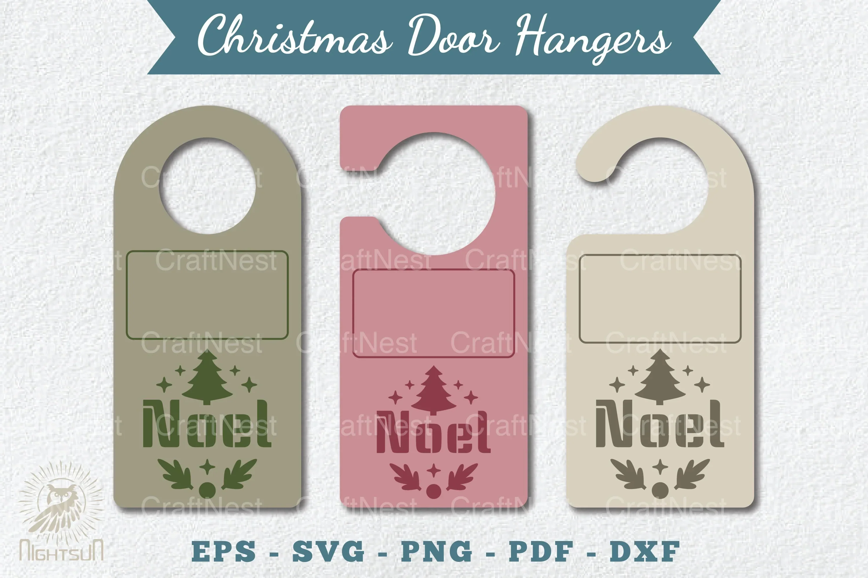 Christmas Door Hangers Set Template Bundle
