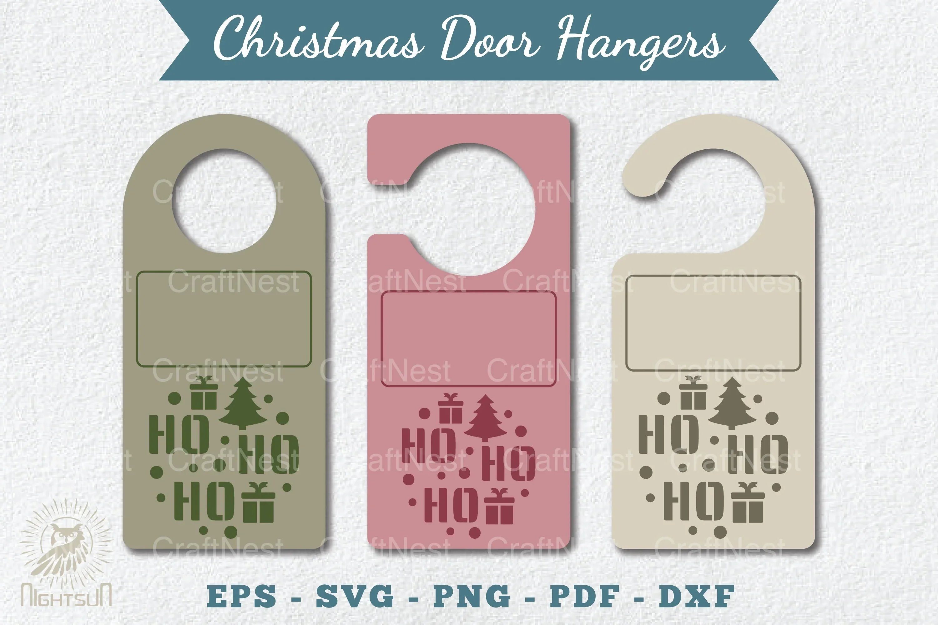 Christmas Door Hangers Set Template Bundle