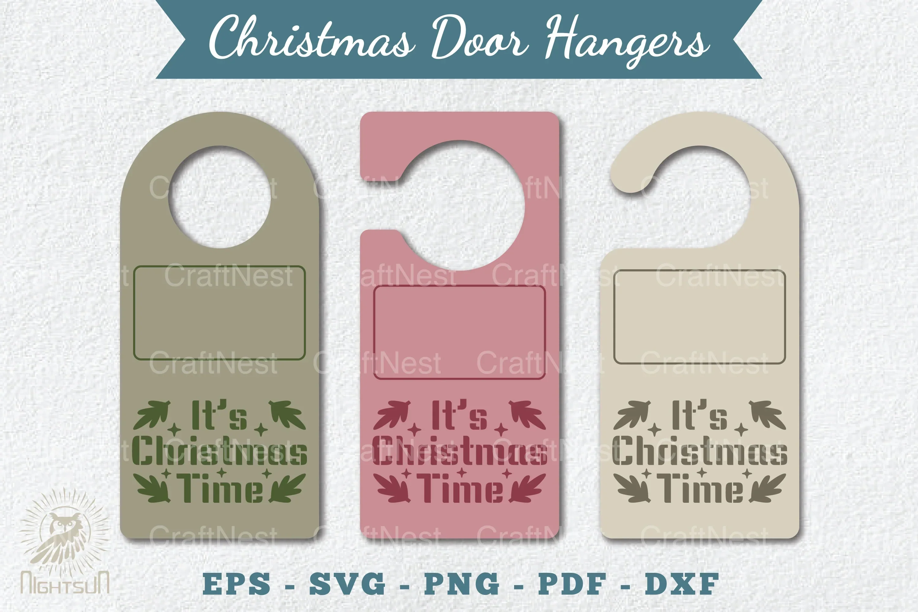 Christmas Door Hangers Set Template Bundle