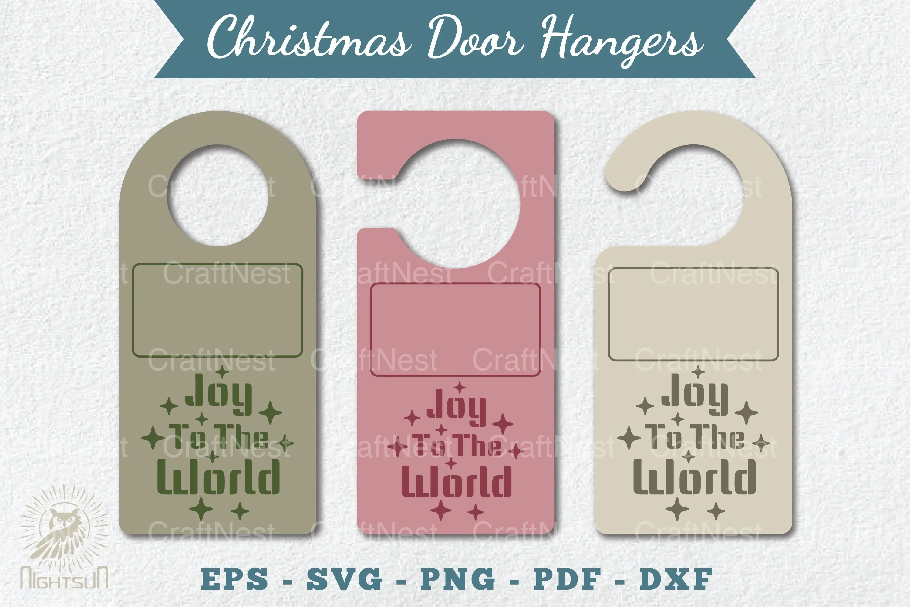 Christmas Door Hangers Set Template - Clipart Bundle