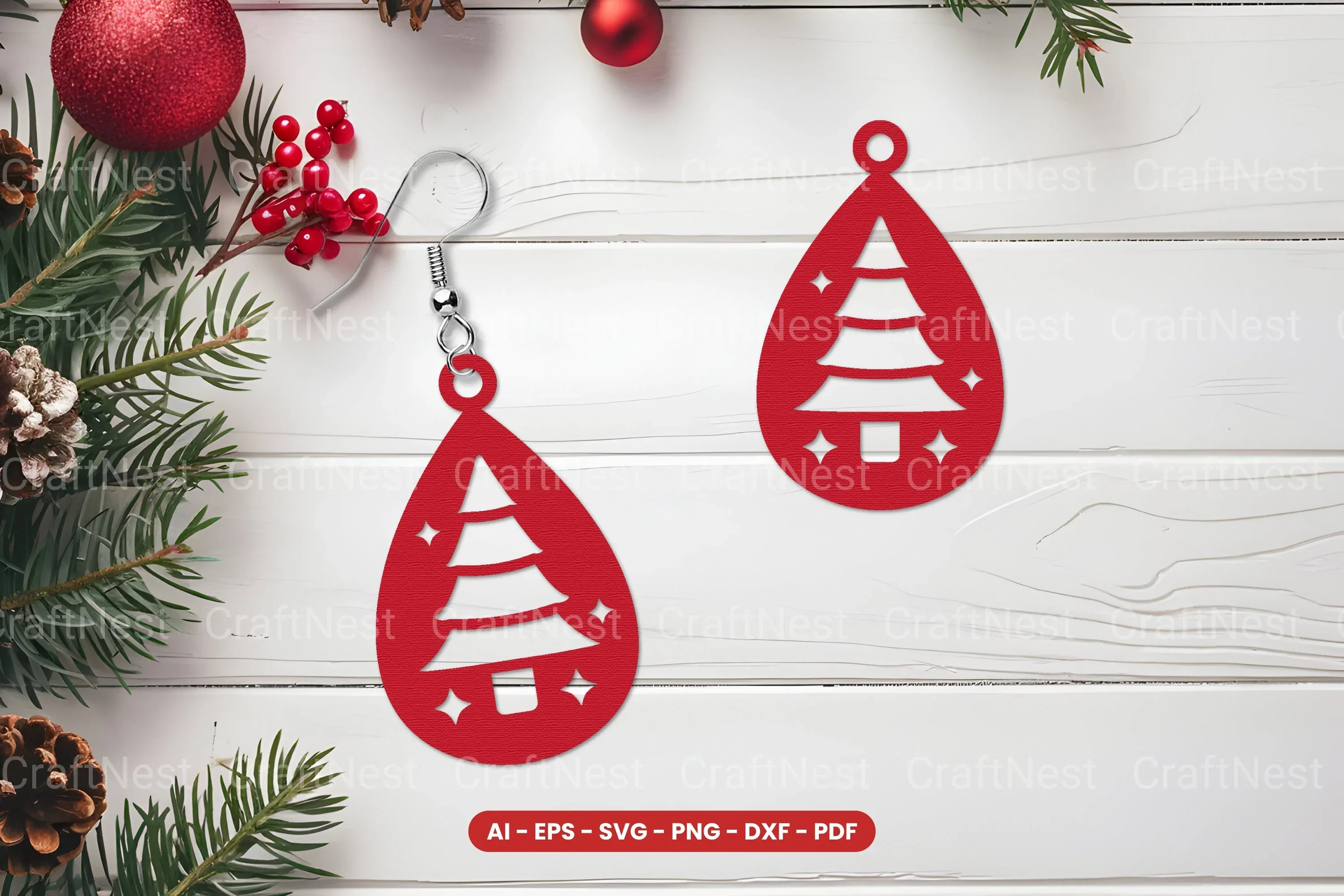 Christmas Earring Lasercut SVG Bundle Clipart
