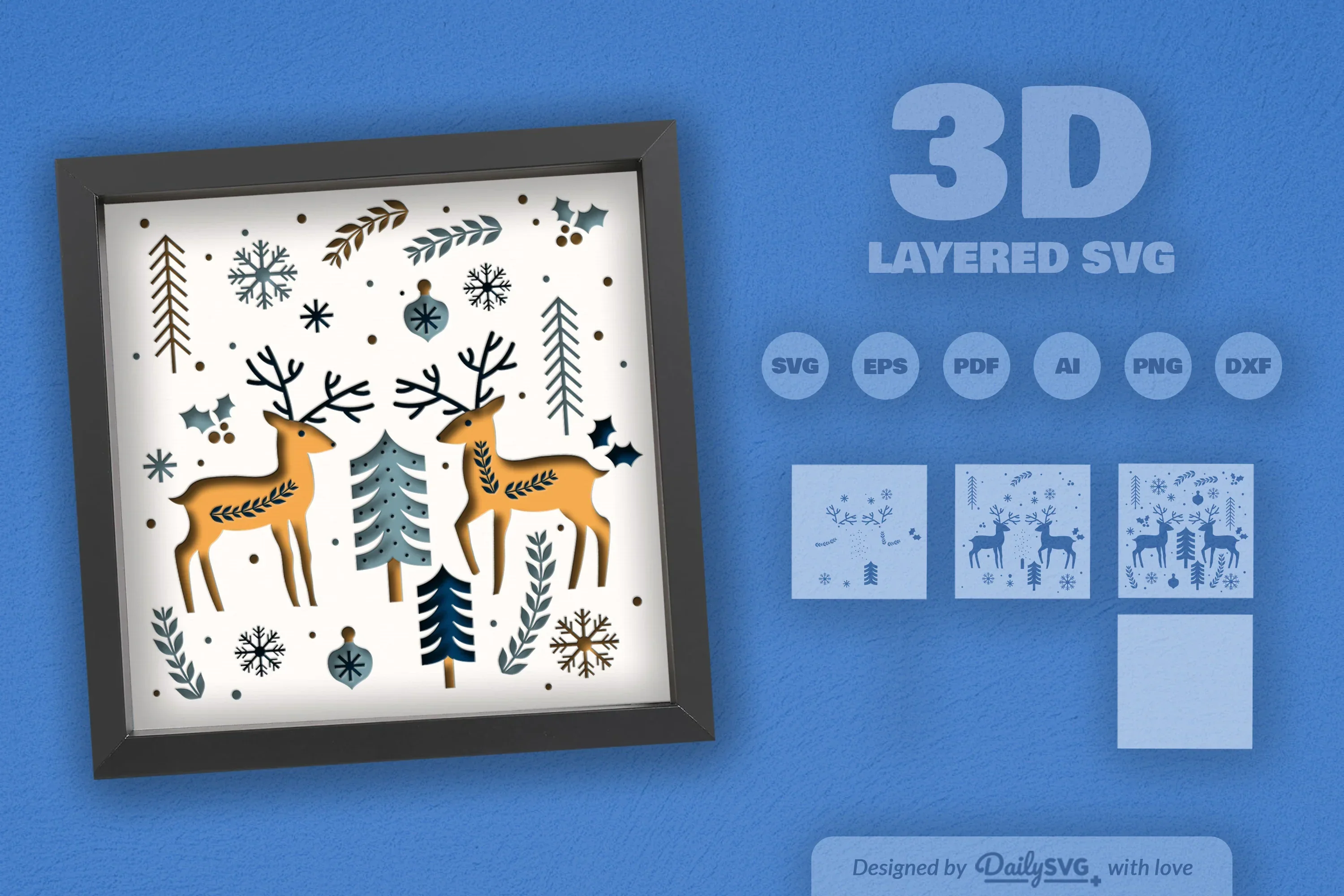 Christmas Folk Art Papercut SVG Bundle - Image 2